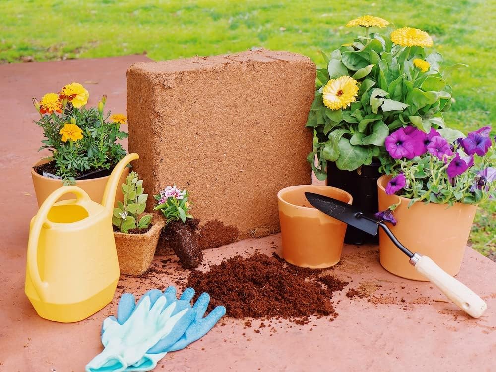 Envelor Organic Coco Coir Brick 10 Lbs. Coir Block Coconut Fiber Growing Medium Potting Soil Mix Coco Peat Media Coir Pith Indoor Outdoor Planters Vegetable Garden Beds