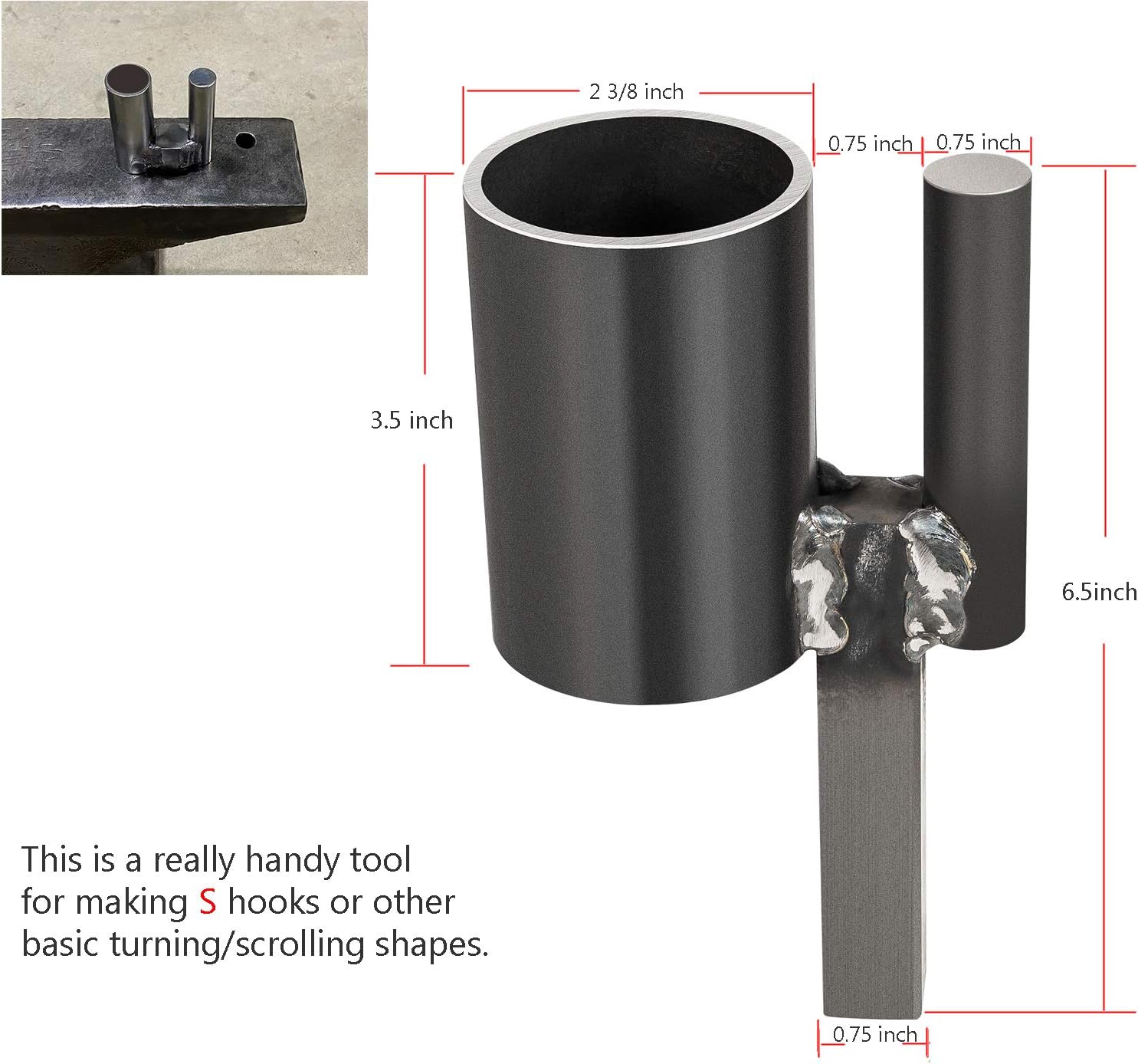 Blacksmith Hardy Anvil Tool 3/4 inch Hardy Turning Bending Forge Scrolling Twisting Tool