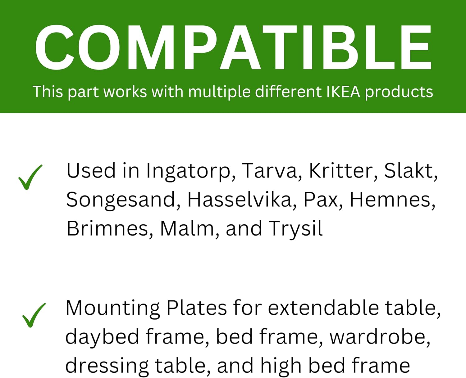 Spare Hardware Parts Replacement for IKEA Bed Frame Part 116791 (Mounting Plate - Pack of 2)