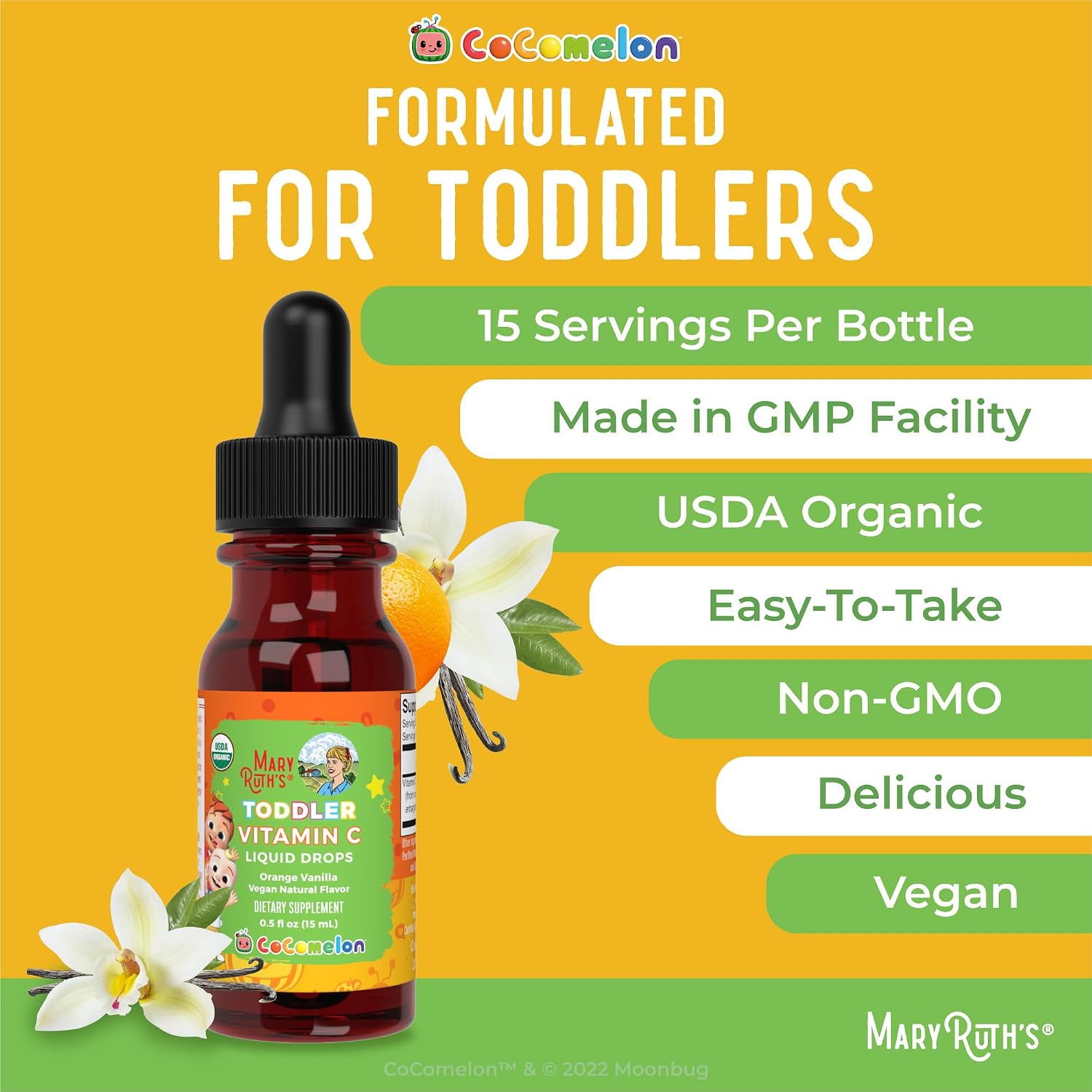 MARYRUTH'S Organic Vitamin C Supplement | Liquid Vitamin C Liquid Drops for Adults & Kids | Immune Support Supplement for Overall Health | Vegan