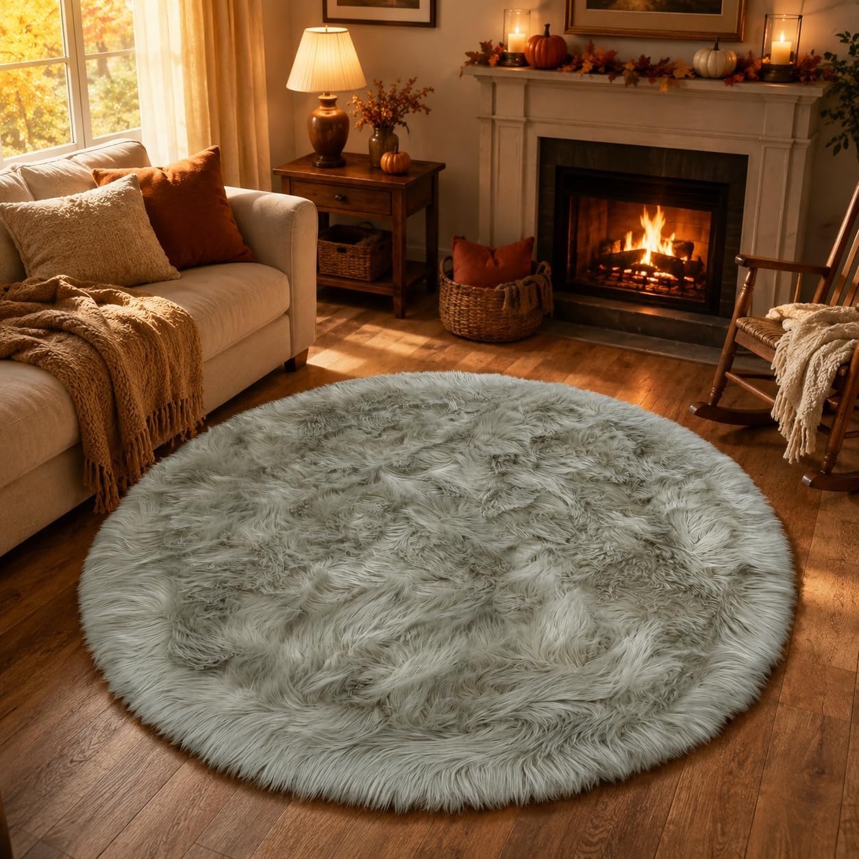 EasyJoy Ultra Soft Fluffy Shaggy Area Rug Faux Fur Rug Chair Cover Seat Pad Fuzzy Area Rug for Bedroom Floor Sofa Living Room (2 x 6 ft Sheepskin