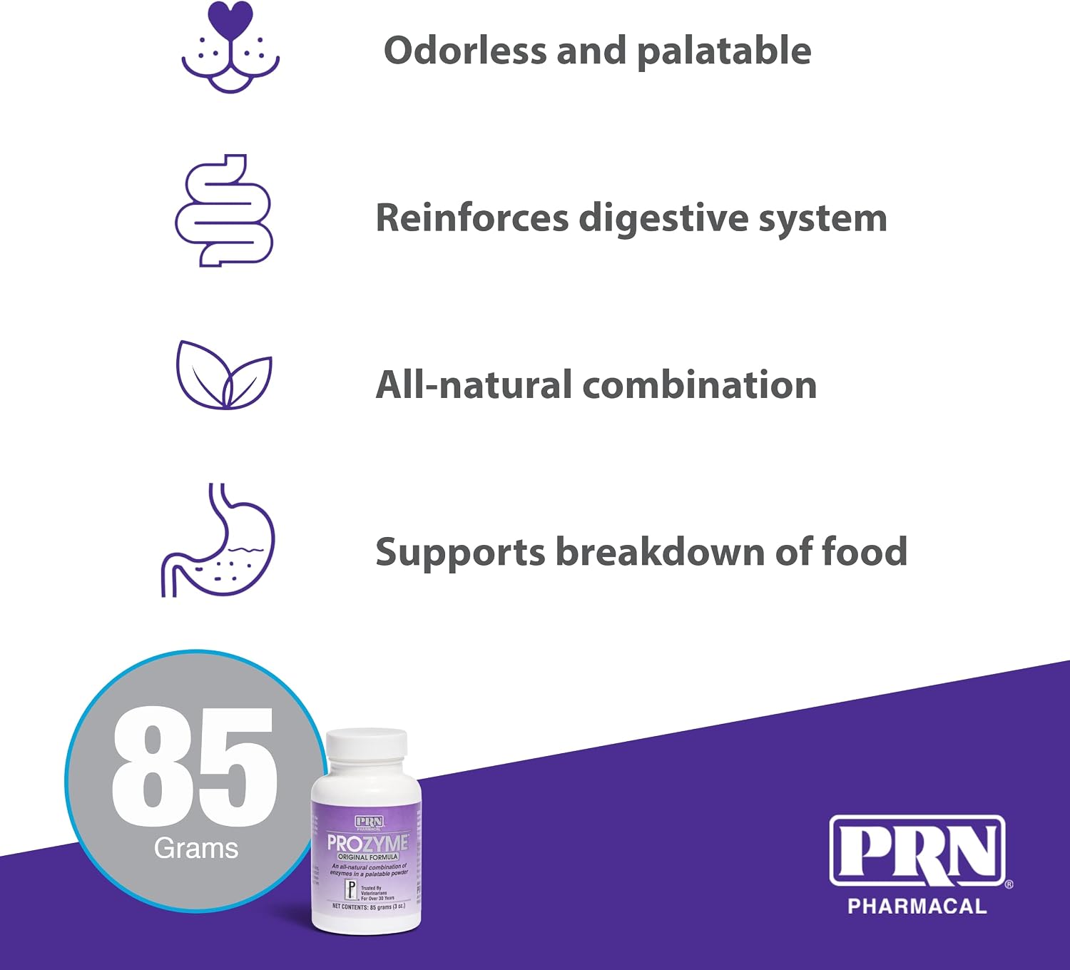 PRN Pharmacal ProZyme Enzyme Replacement Supplement - Natural Digestive Aid Veterinary Enzyme Formula - Plant Based for Pet Digestive Health - 200 g