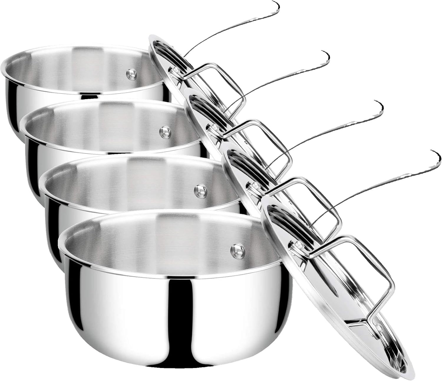 Duxtop Tri-Ply Stainless Steel Saucepan with Lid, 3 Qt Induction Pot | Whole Clad Saucier Pan, Dishwasher and Oven Safe, Stay-Cool Handle