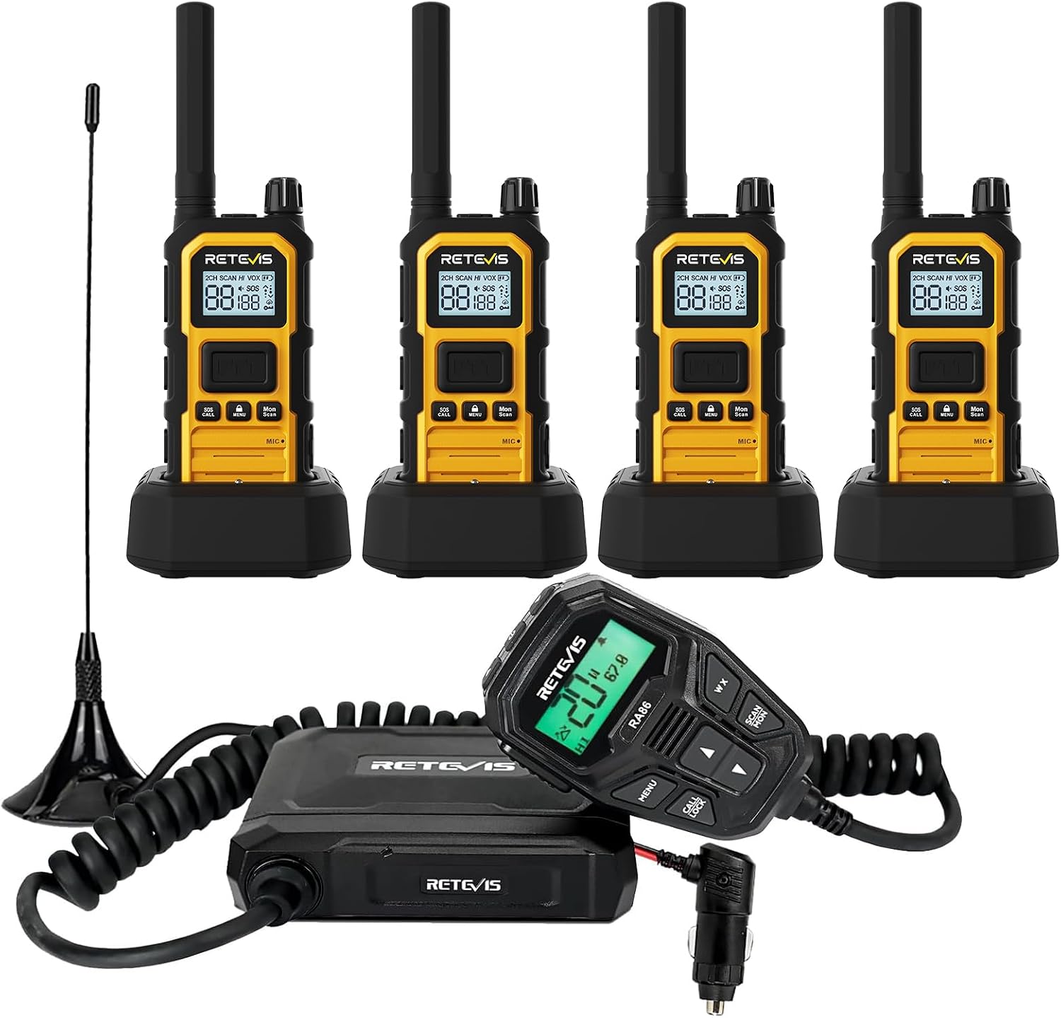 Retevis RB48PLUS GMRS Walkie Talkies Long Range,IP67 Waterproof 2 Way Radio | Repeater Capable, Dual PTT, Vibration Alert, NOAA, SOS, for Hurricane Preparedness, Emergency Communication, Outdoor, 2 Pack