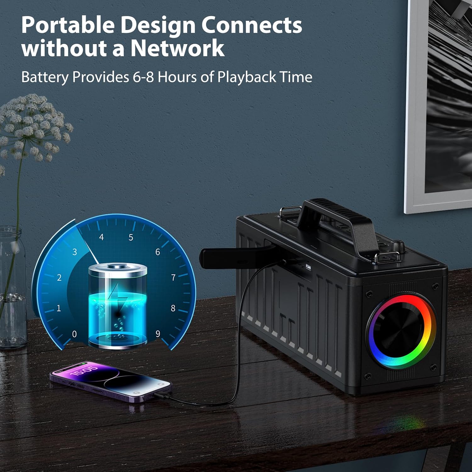 JYX Karaoke Machine for Adults with 2 Wireless Microphones，Portable Bluetooth Speaker, PA System with LED Lights for Home Party, Birthday Gifts