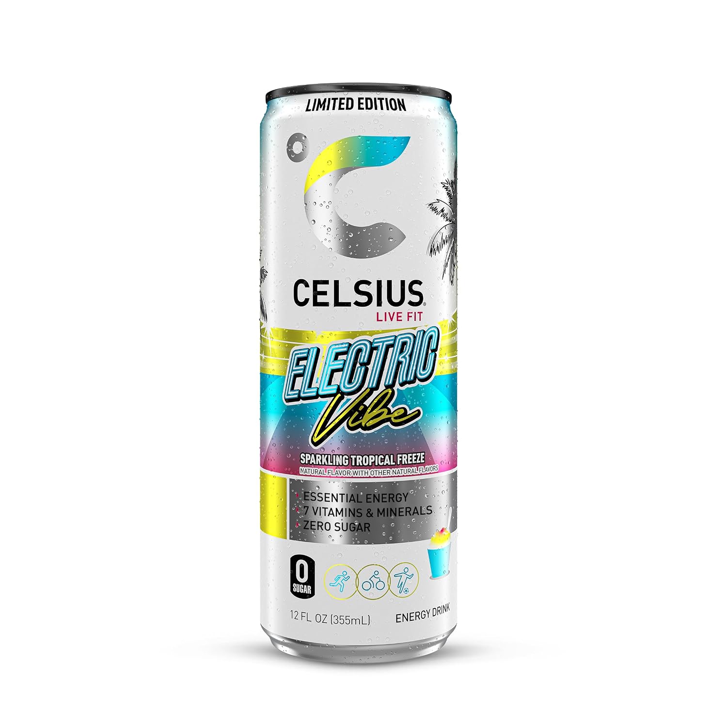 CELSIUS PEACH VIBE Sparkling White Peach, Sugar Free Energy Drink, 12 Fl Oz (Pack of 12)