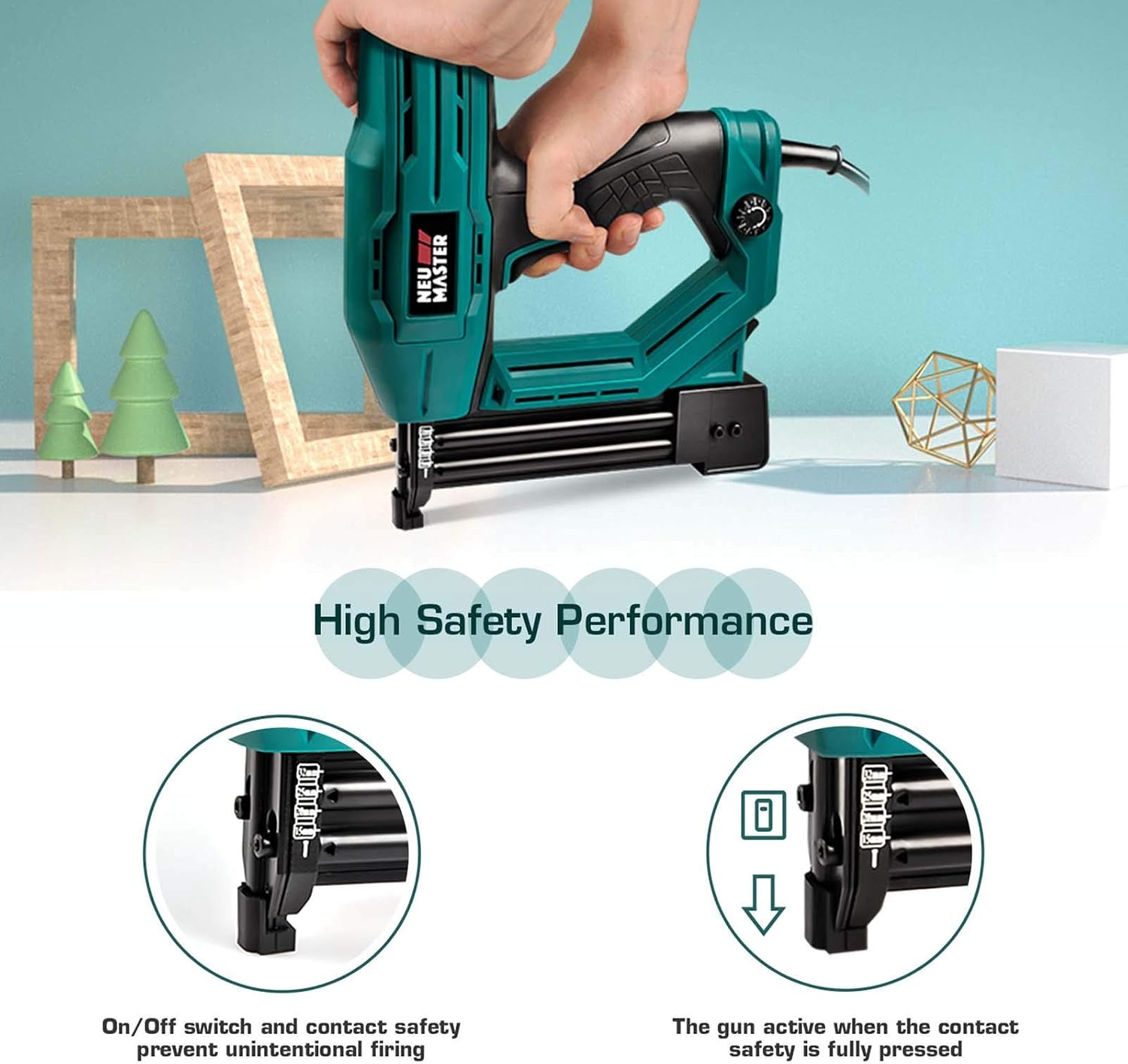 Electric Brad Nailer, NEU MASTER NTC0040 Electric Nail Gun/Staple Gun for Upholstery, Carpentry and Woodworking Projects