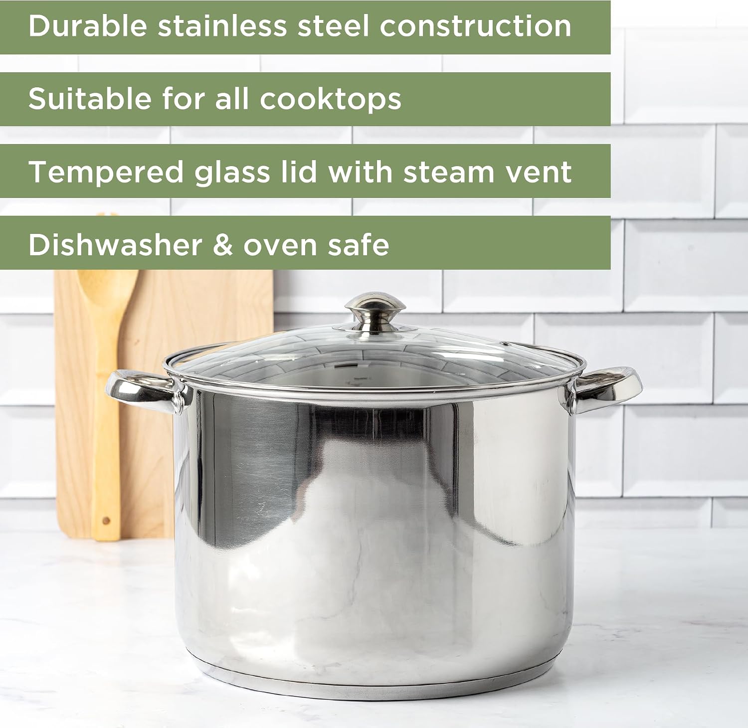 Ecolution Stainless Steel Sauce Pan, Encapsulated Induction Ready Cooking Pot with Glass Lid, Oven Safe, Dishwasher Safe Soup Pot, 2-Quart