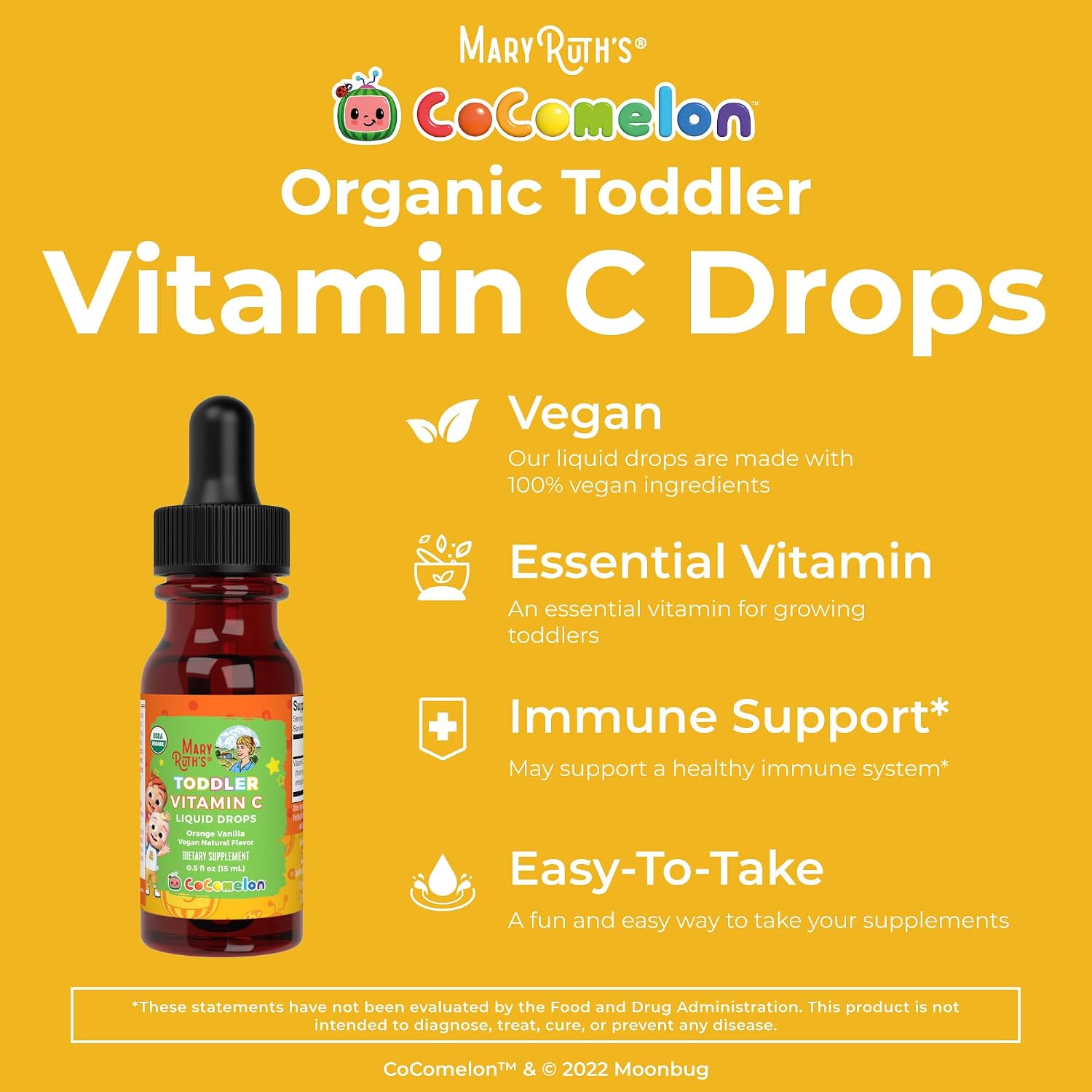 MARYRUTH'S Organic Vitamin C Supplement | Liquid Vitamin C Liquid Drops for Adults & Kids | Immune Support Supplement for Overall Health | Vegan