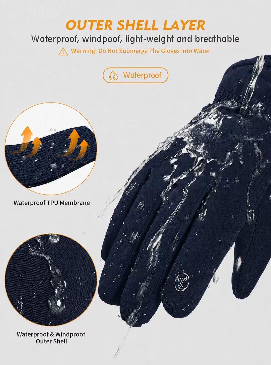 TRENDOUX Winter Gloves for Men Warm: 3M Thinsulate -20℉ Windproof Waterproof Ski Women Glove with Touchscreen Thermal Lining Anti-Slip for Work