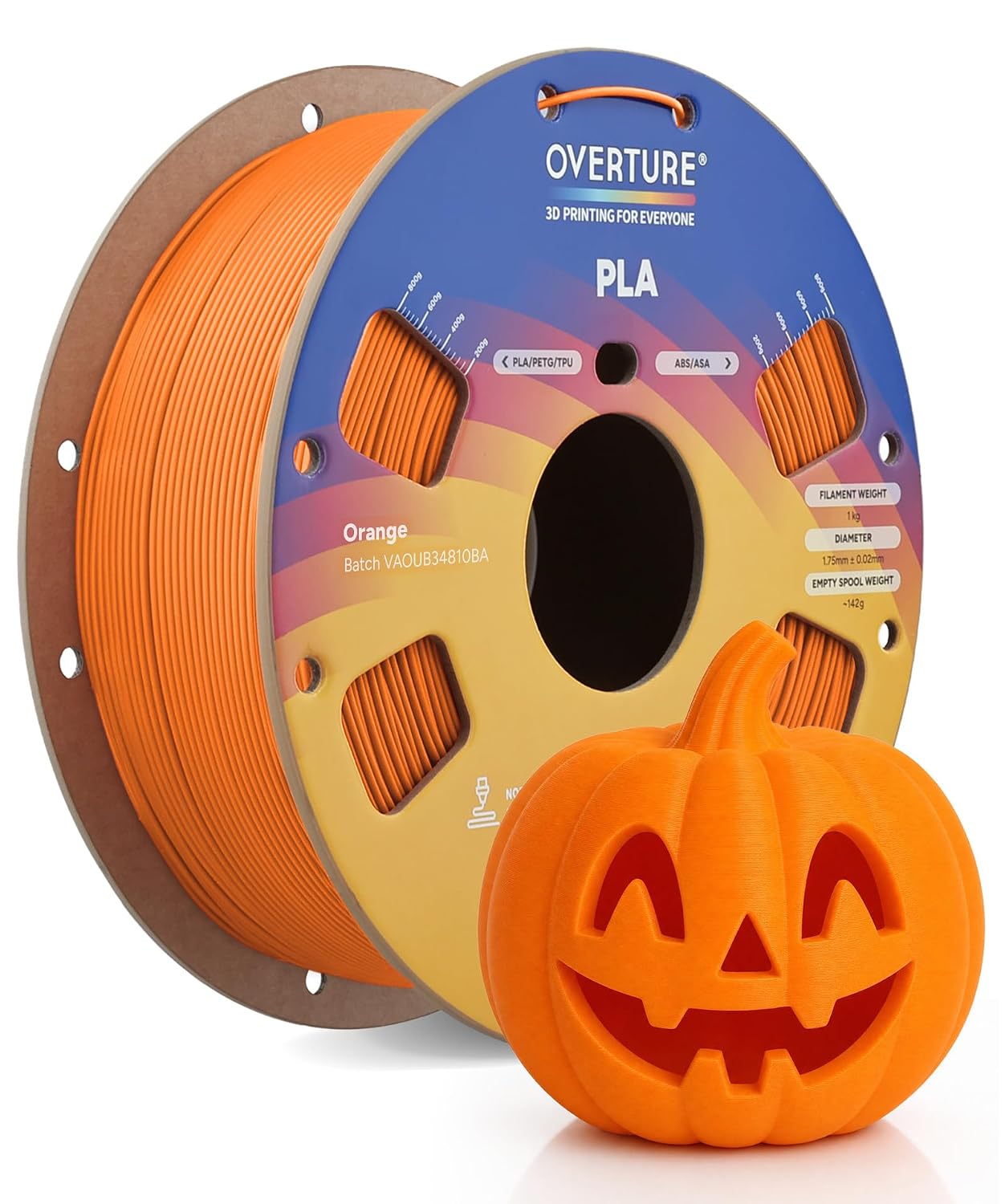 OVERTURE High Speed PLA Filament 1.75mm 3D Printer Filament,1kg White