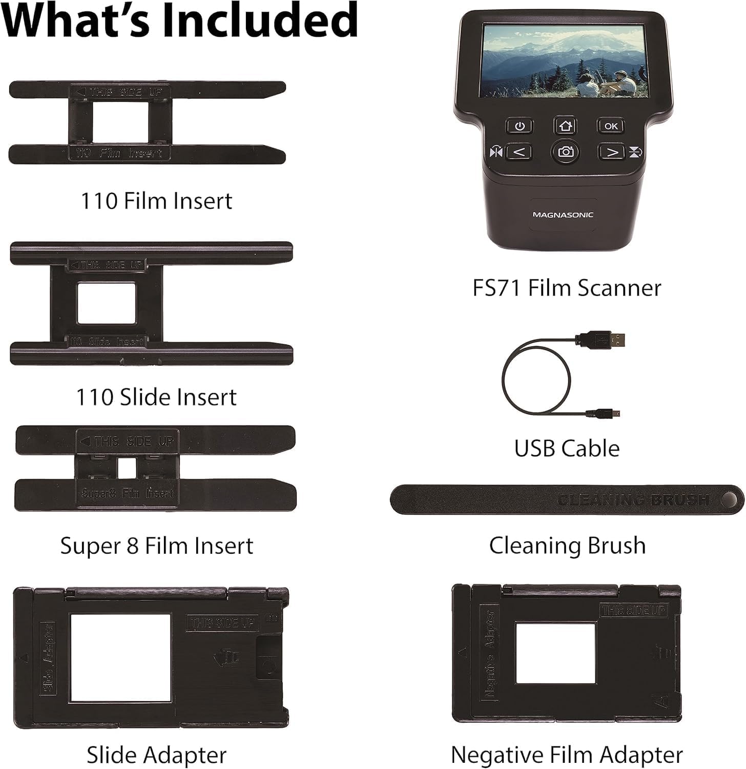 Magnasonic All-in-One 24MP Film Scanner with Large 5" Display & HDMI, Converts 35mm/126/110/Super 8 Film & 135/126/110 Slides into Digital Photos