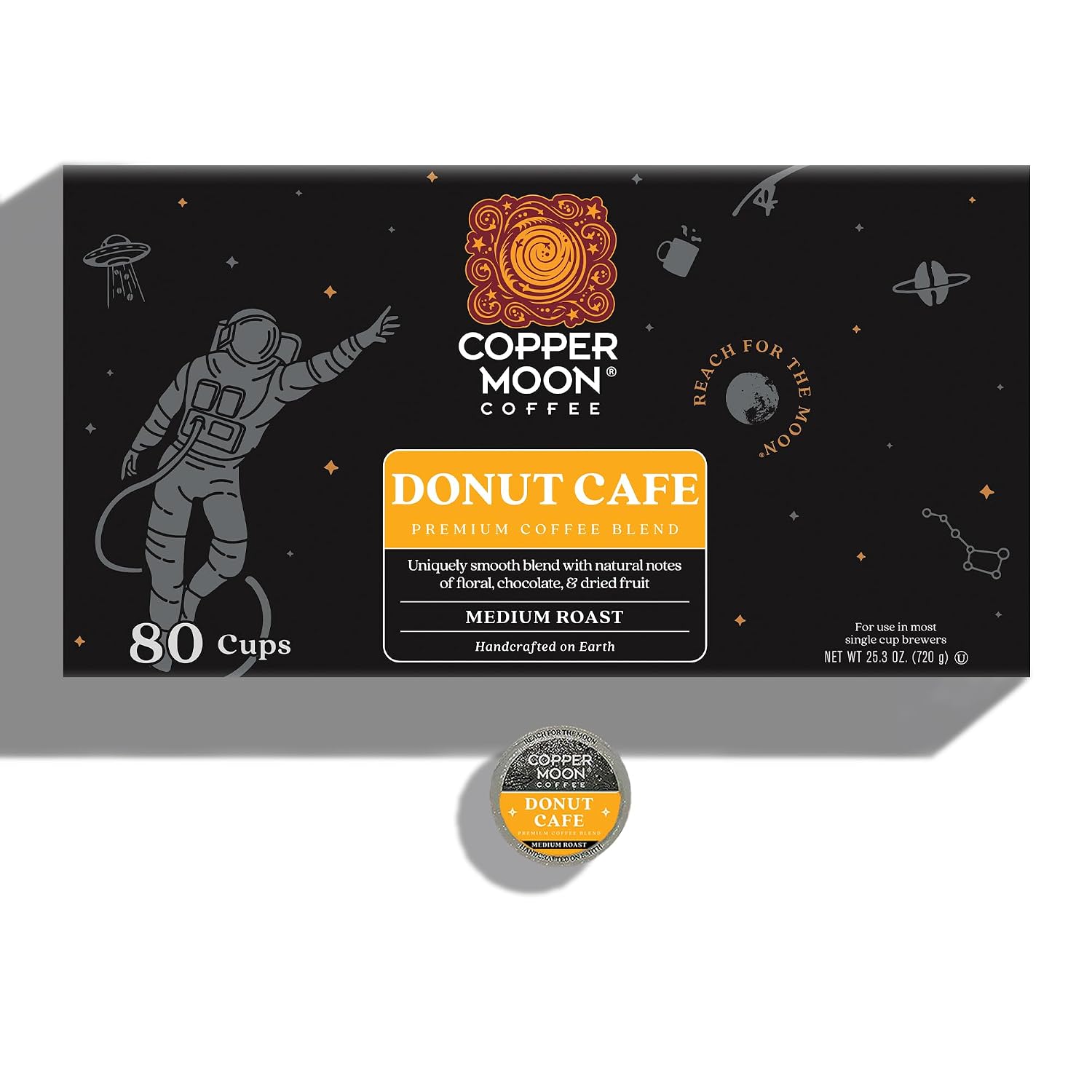 Copper Moon K-Cup Coffee Pods, Medium Roast, Costa Rican Blend, 80 Count | Single Serve, Vegan, Allergen Free, Non-GMO, Kosher, Small Batch Roasted, Vegetarian, Compatible with Keurig K Cup Brewers