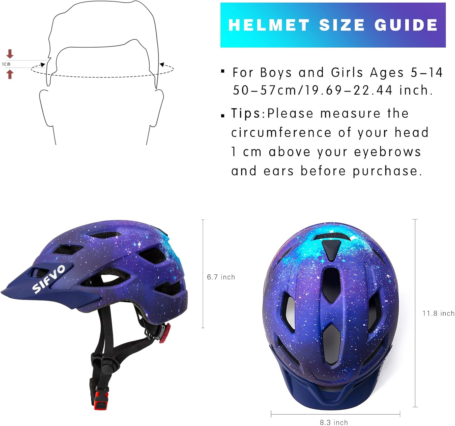 Kids Helmet, SIFVO Kids Bike Helmet Boys and Girls Bike Helmet with Cool Visor Helmet for Kids 5-14