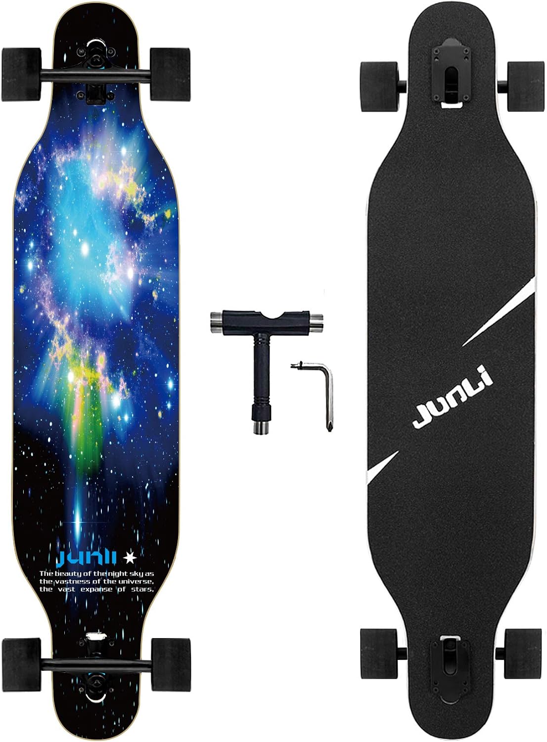 Junli 41 Inch Freeride Skateboard Longboard - Complete Skateboard Cruiser for Cruising, Carving, Free-Style and Downhill