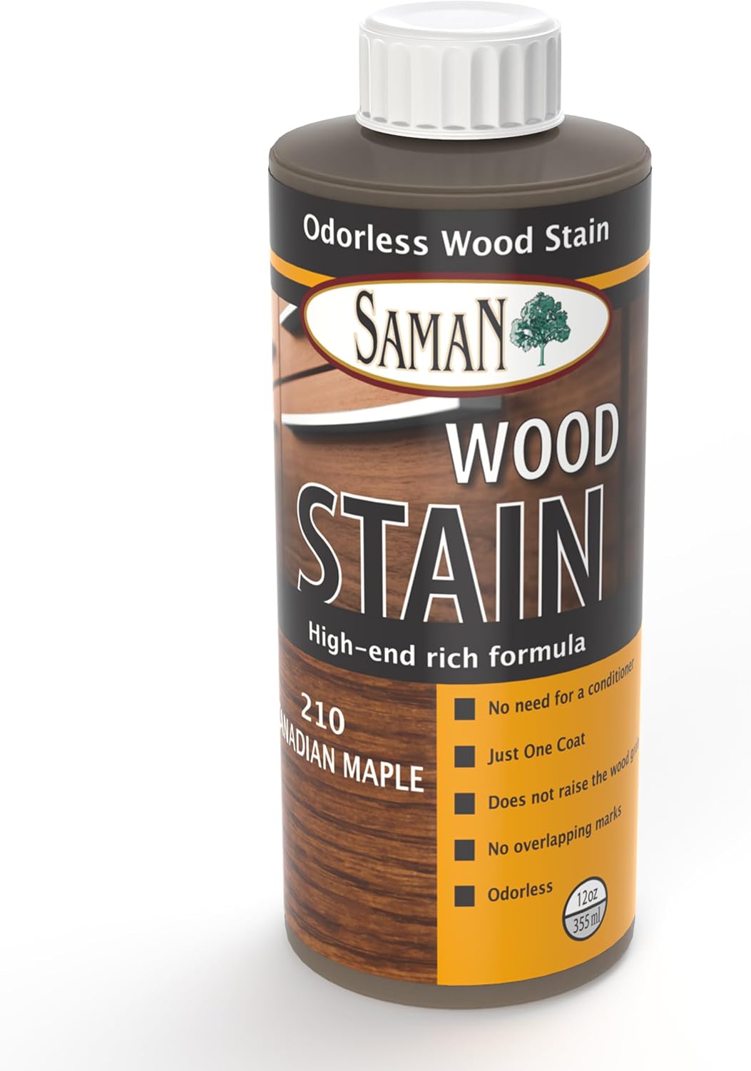 SamaN Interior Water Based Wood Stain - Natural Stain for Furniture, Moldings, Wood Paneling, Cabinets (Antique Walnut TEW-212-12, 12 oz)