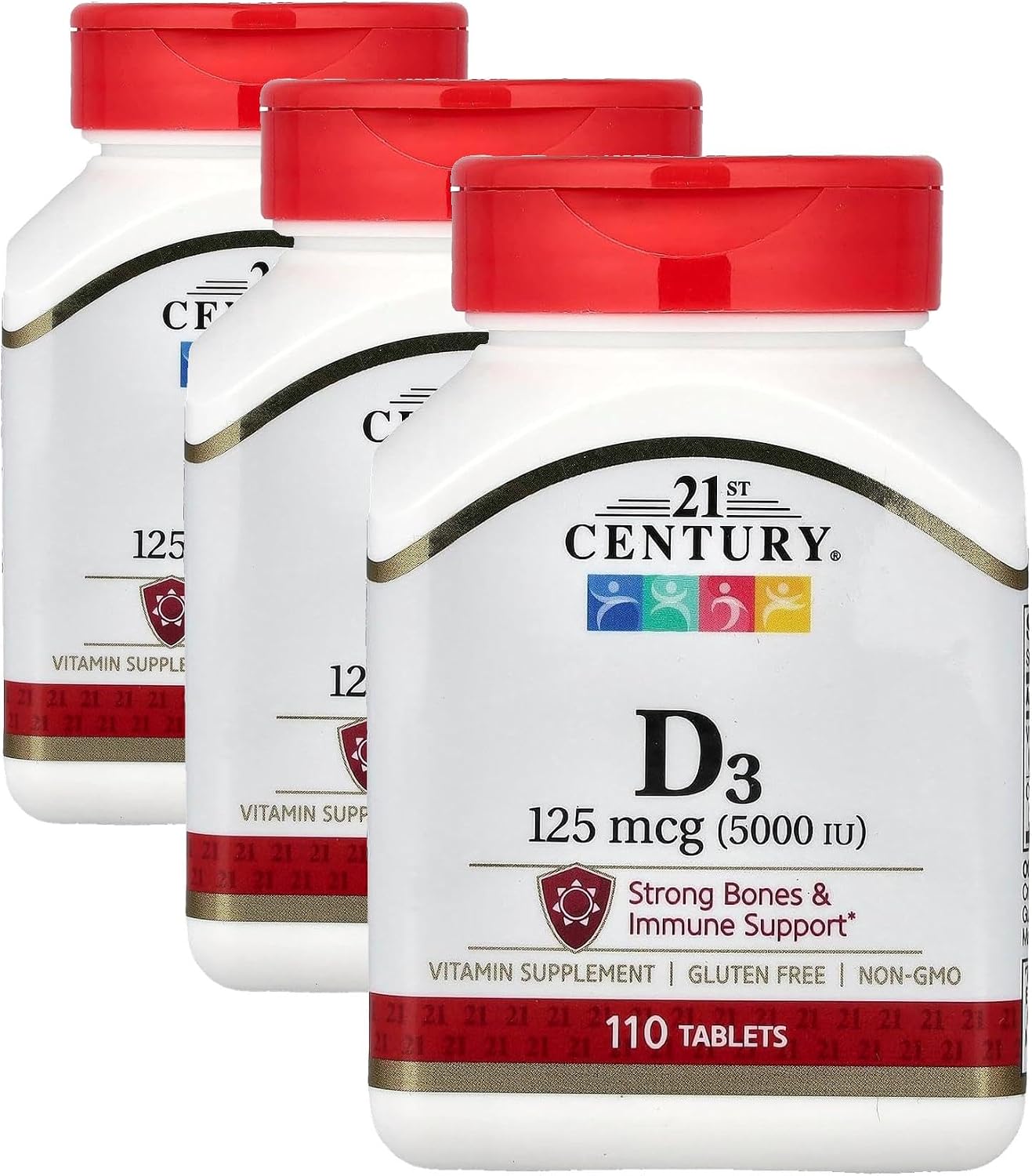 21st Century Vitamin D3 5000 IU Tablets, High Potency, 110 Count | High-Potency Vitamin D3 5000 IU Tablets, Bone Health & Immune System Support, Helps with Calcium Absorption, Gluten Free