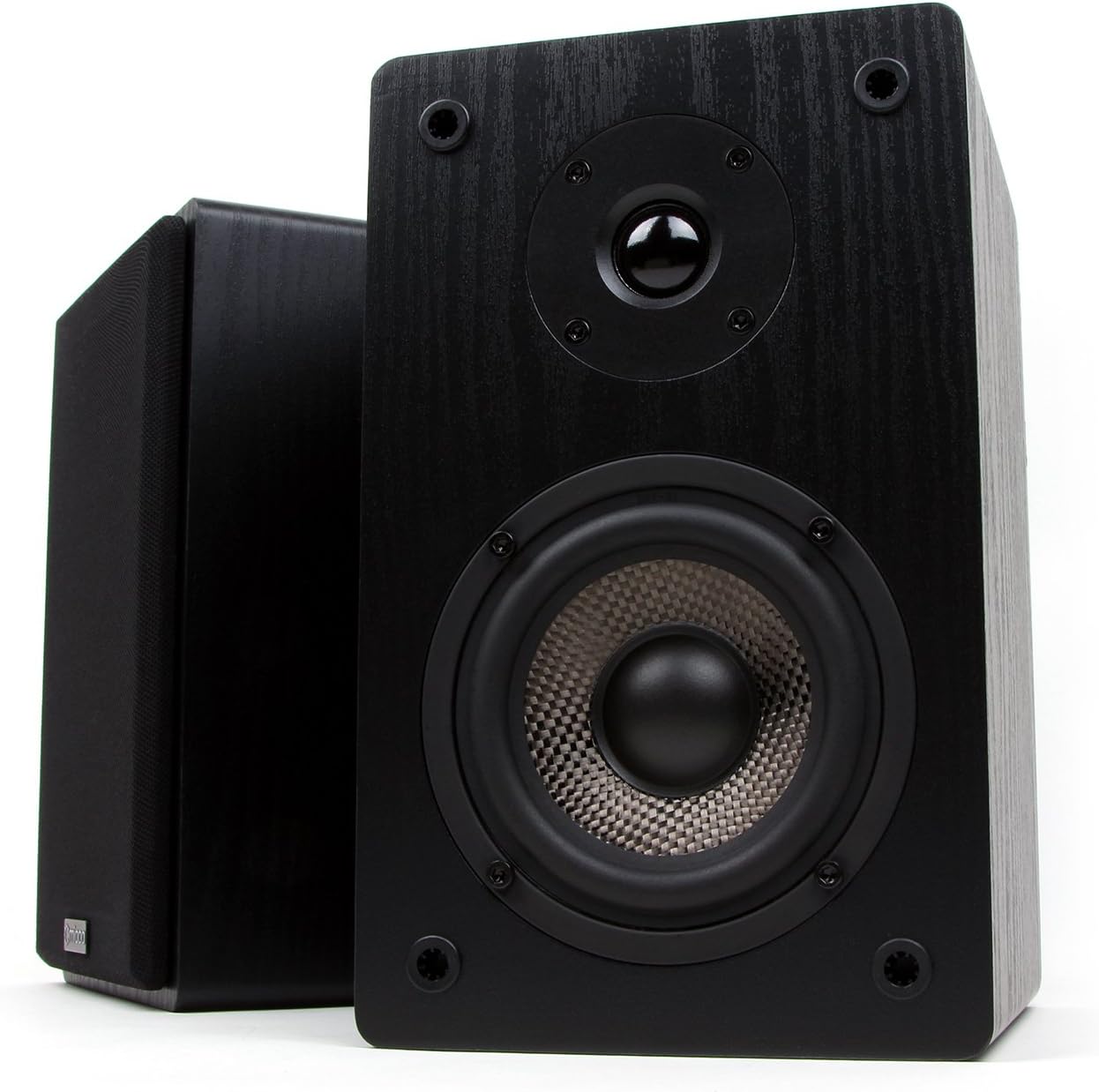 Micca MB42 Standard 2-Way Passive Bookshelf Speakers, Stereo Pair, Black | Amplifier Required, 4-Inch Carbon-Fiber Woofer, 0.75-Inch Silk-Dome Tweeter