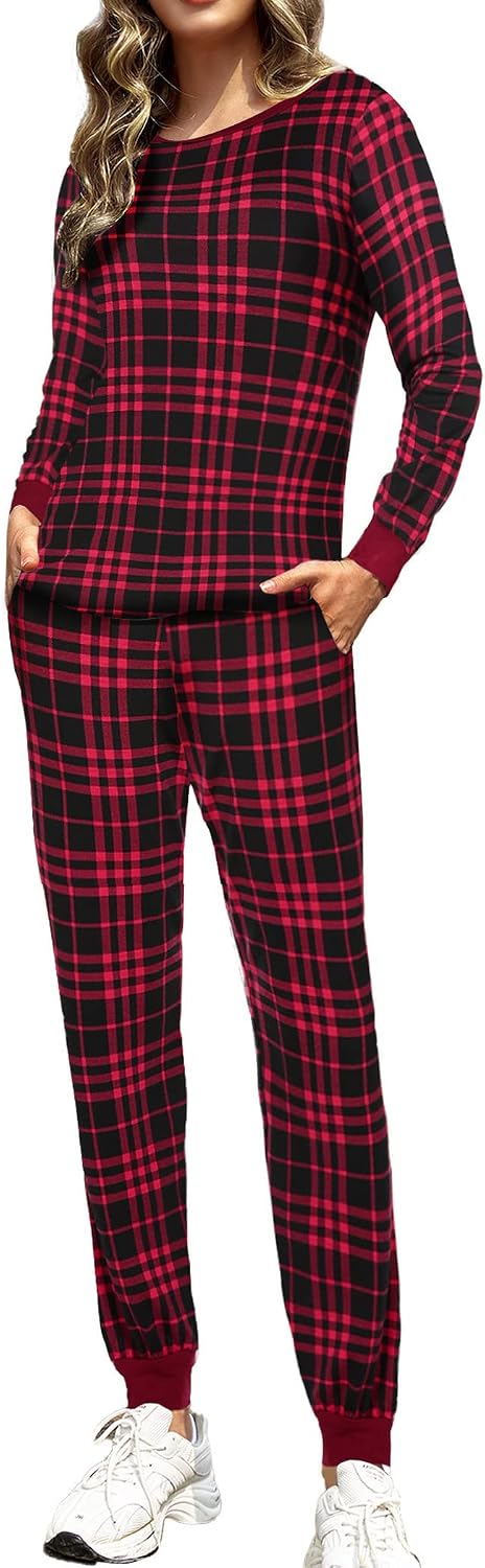 Ekouaer Womens Pajamas Sets Long Sleeve Tops with Jogger Pants