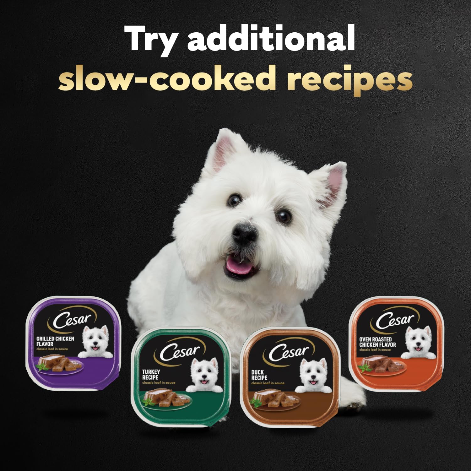 Cesar Wet Dog Food, Steak Lovers Variety Pack, 3.5 oz, 36 Count | Real meat #1 ingredient, easy peel trays, 100% complete & balanced, no fillers, no added sugar, no artificial flavors
