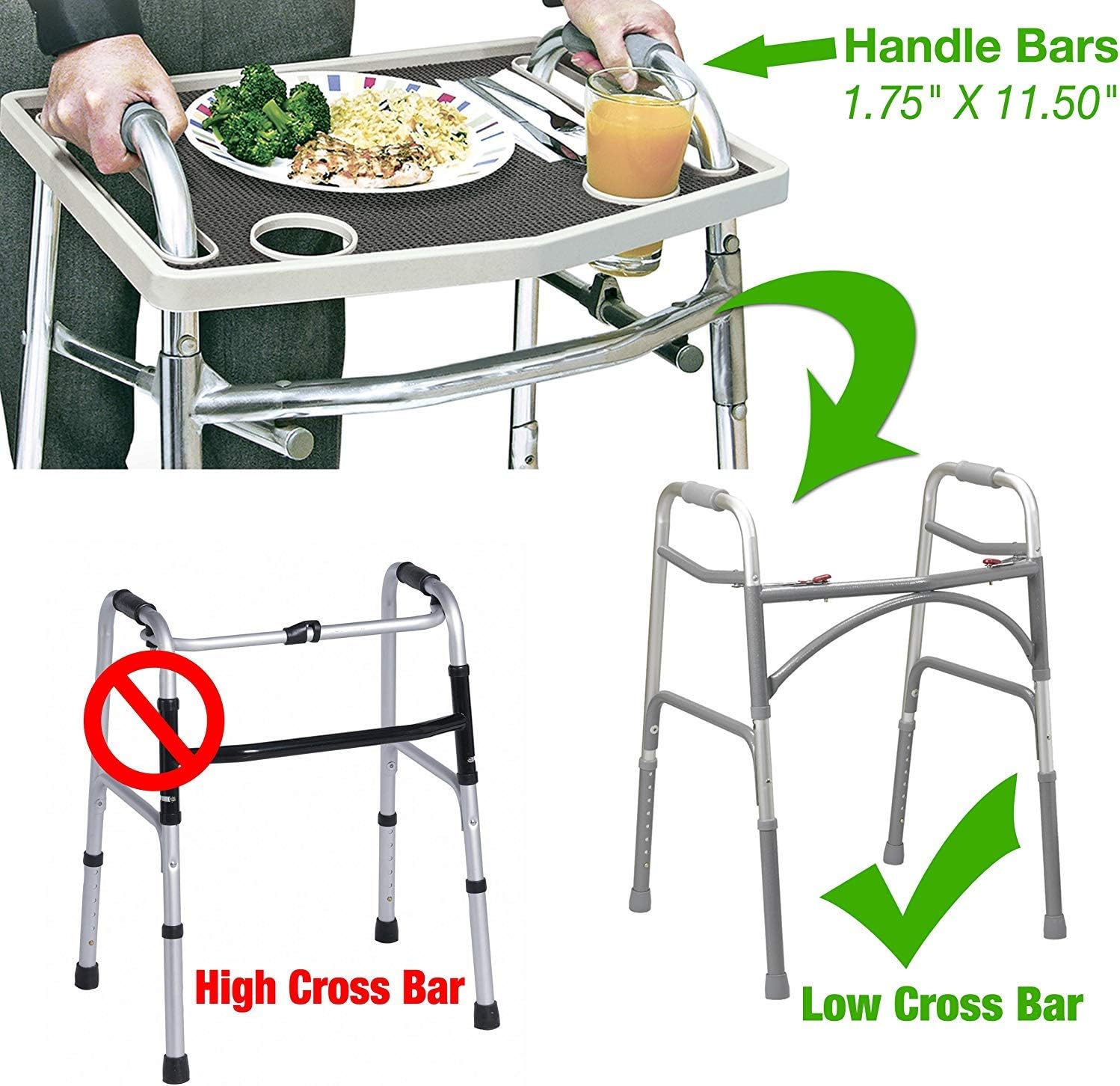 North American Wellness Walker Tray with Non-Slip Grip Mat