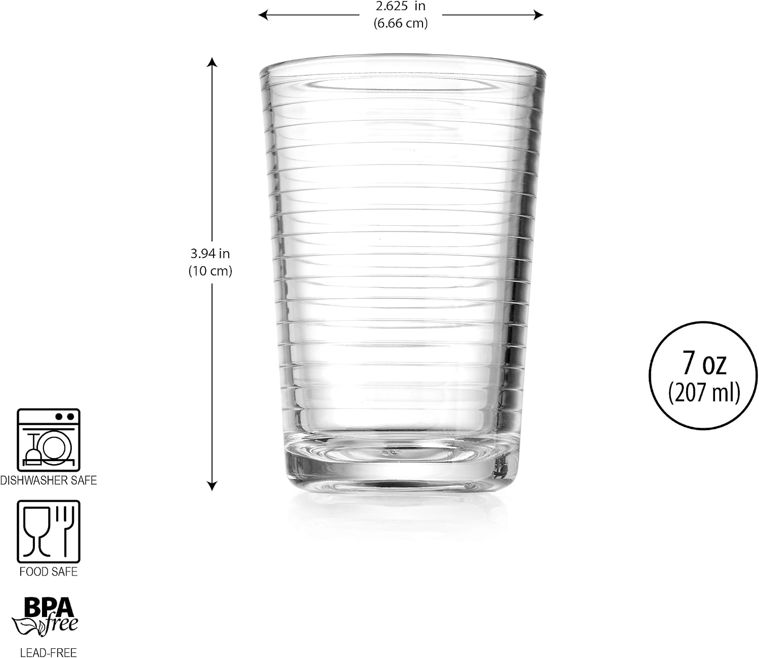 Juice Glasses 7 oz. Set Of 4 Glass Cups – By Home Essentials and Beyond – Beverage Water Tumblers for Juice, Whiskey, Cocktails