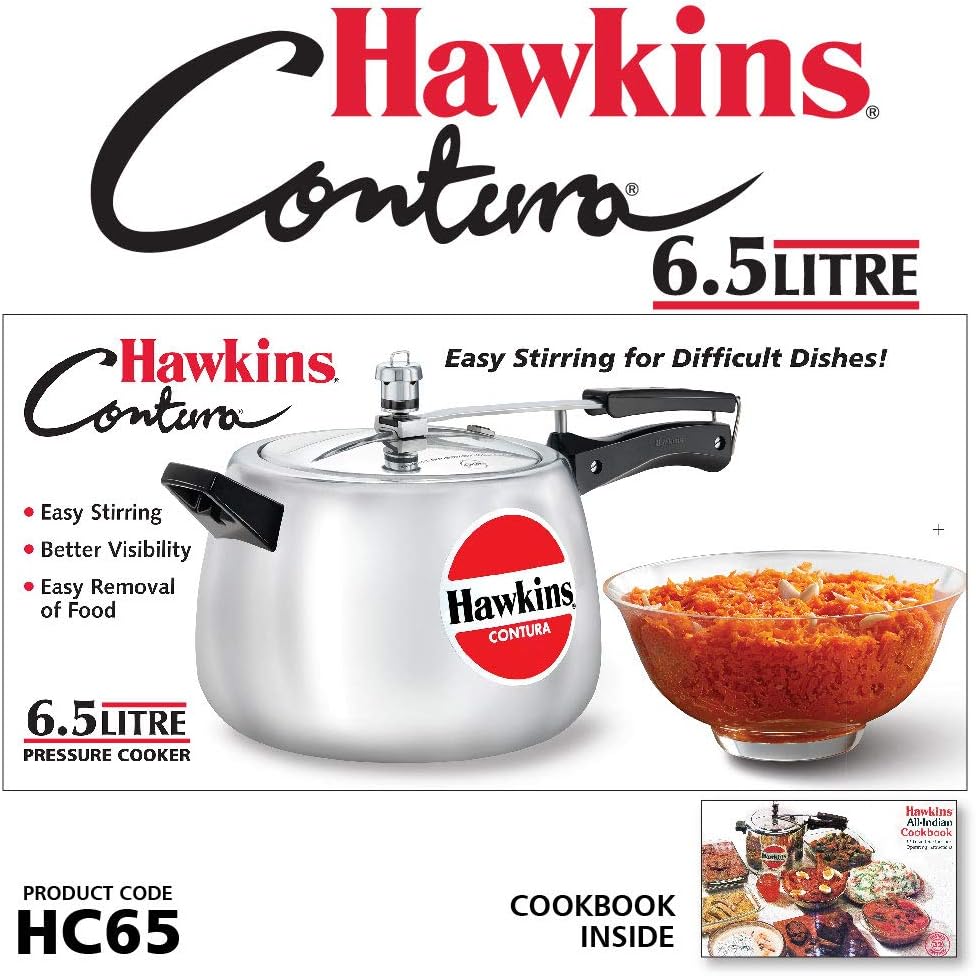 Hawkins 3.5 Litre Contura Pressure Cooker, Handi Inner Lid Cooker, Silver (HC35)