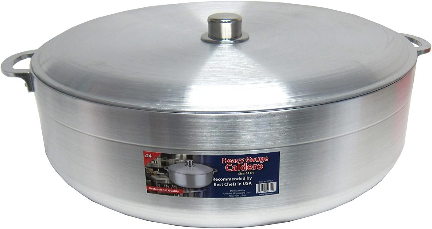 Uniware Heave Duty Aluminum Calderon/Pot with Aluminum Lid Cover, Silver (28.5 QT)