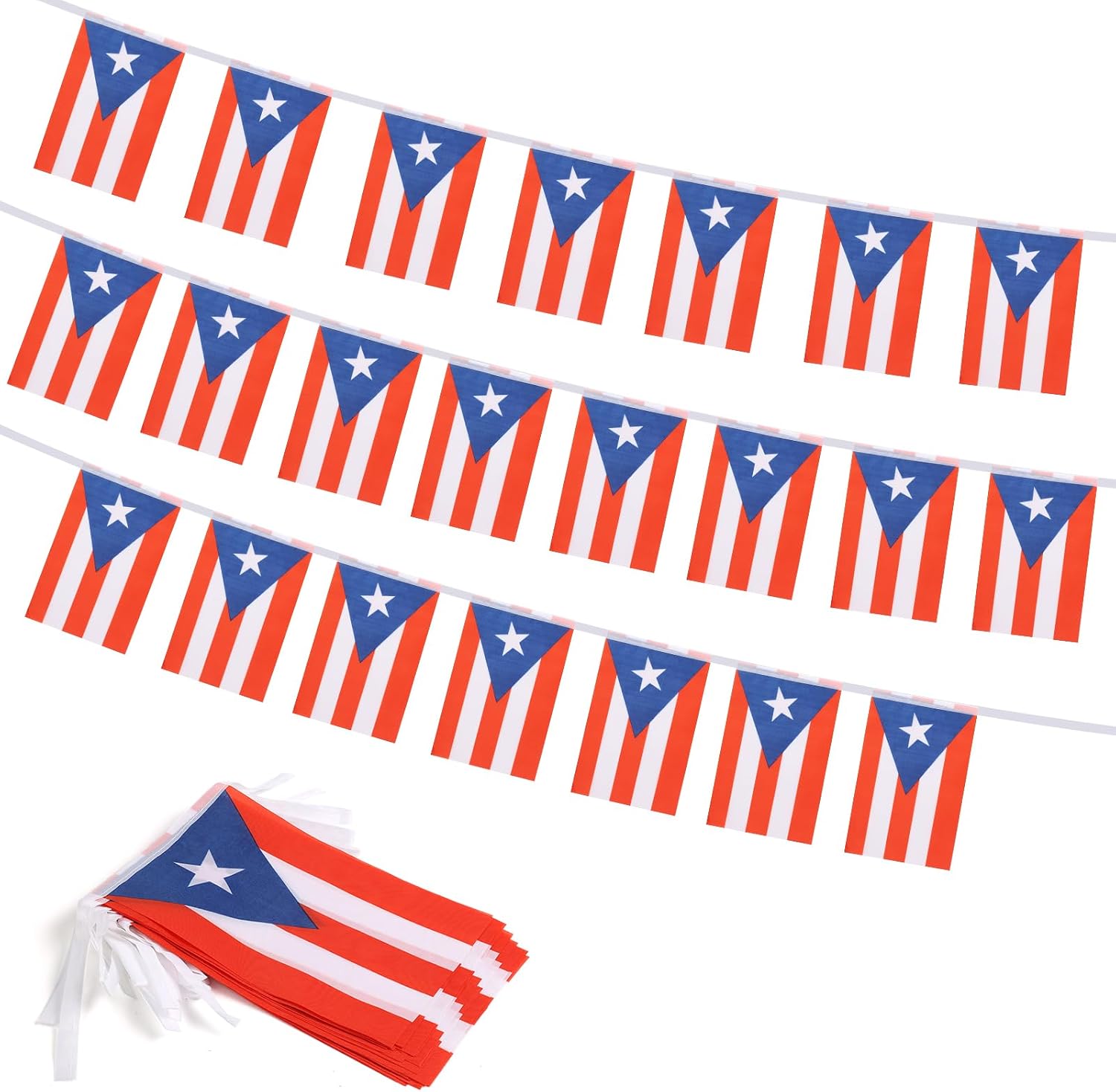 Nicaragua Flag Banner, Small Mini Nicaraguan Flags Patriotic Decoration for Party, Classroom, Sports Events, 33 Feet 30 Flags