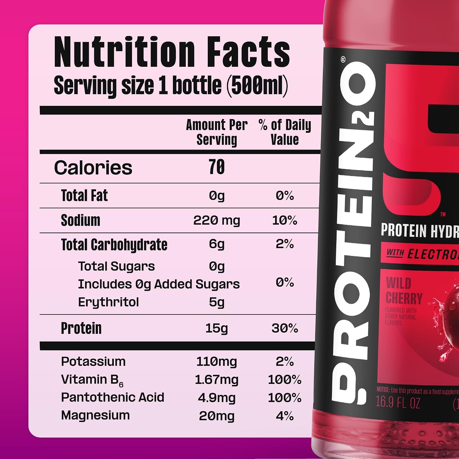 Protein2o 15g Whey Protein Infused Water, Peach Mango, 16.9 Oz Bottle (Pack of 12)