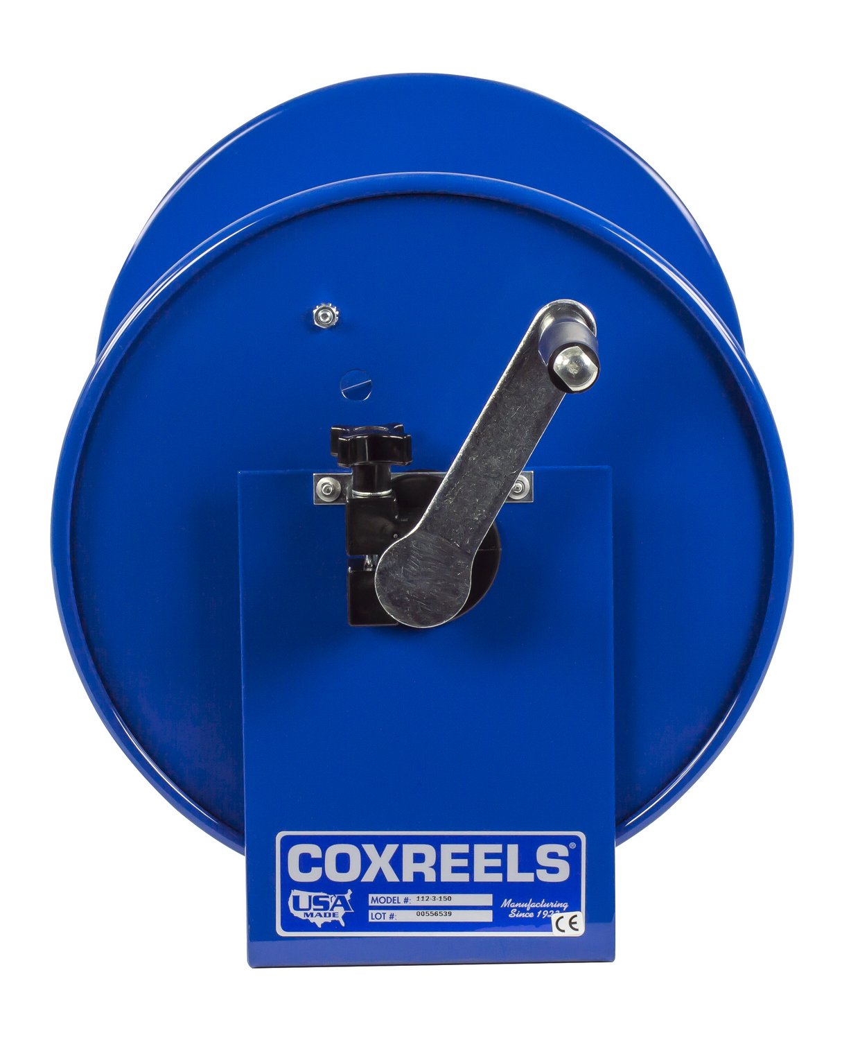 Coxreels 112-3-100 Hand Crank Hose Reel - Heavy-Duty Steel Frame for Stability - Adjustable Tension Brake for Controlled Operation- Fits 3/8 x 100 ft Hose - 12 x 18.25 x 13 inches