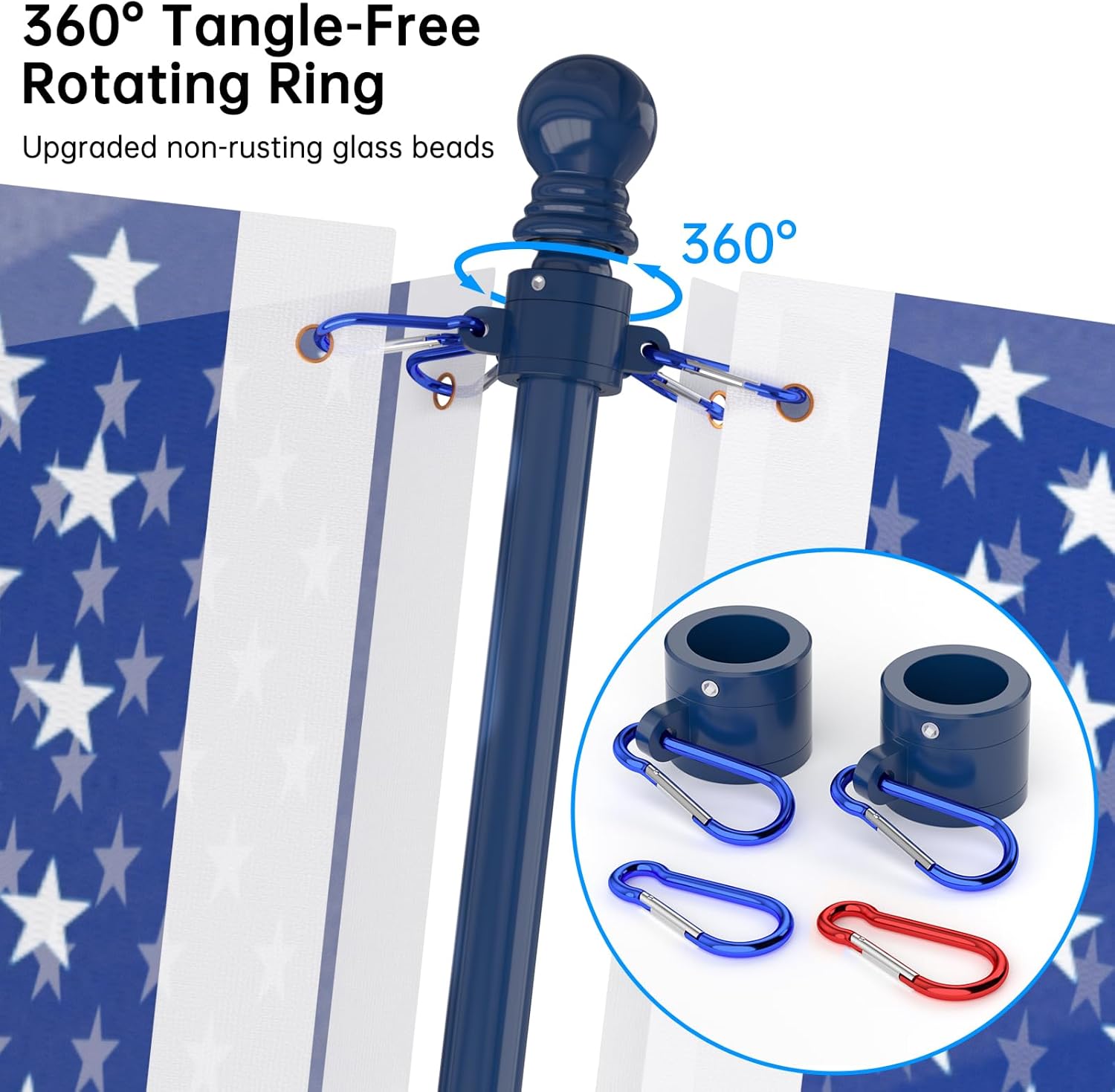 ZMTECH Flag Pole - Upgraded Bracket, 6 FT Stainless Steel Flag Poles for Outside House, Residential or Commerical
