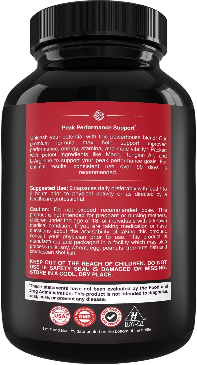Testosterone Booster for Men with Horny Goat Weed & Maca - 60 Count