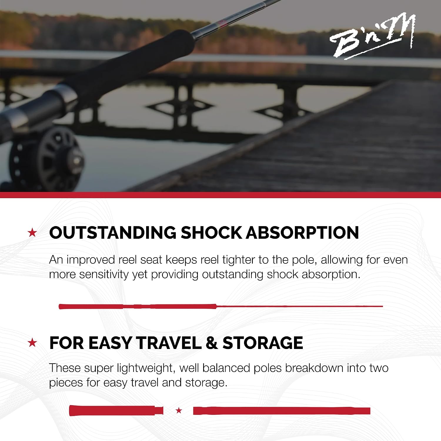 B&M Buck's Custom Crappie Rod 12' 2pc Spinning Rod