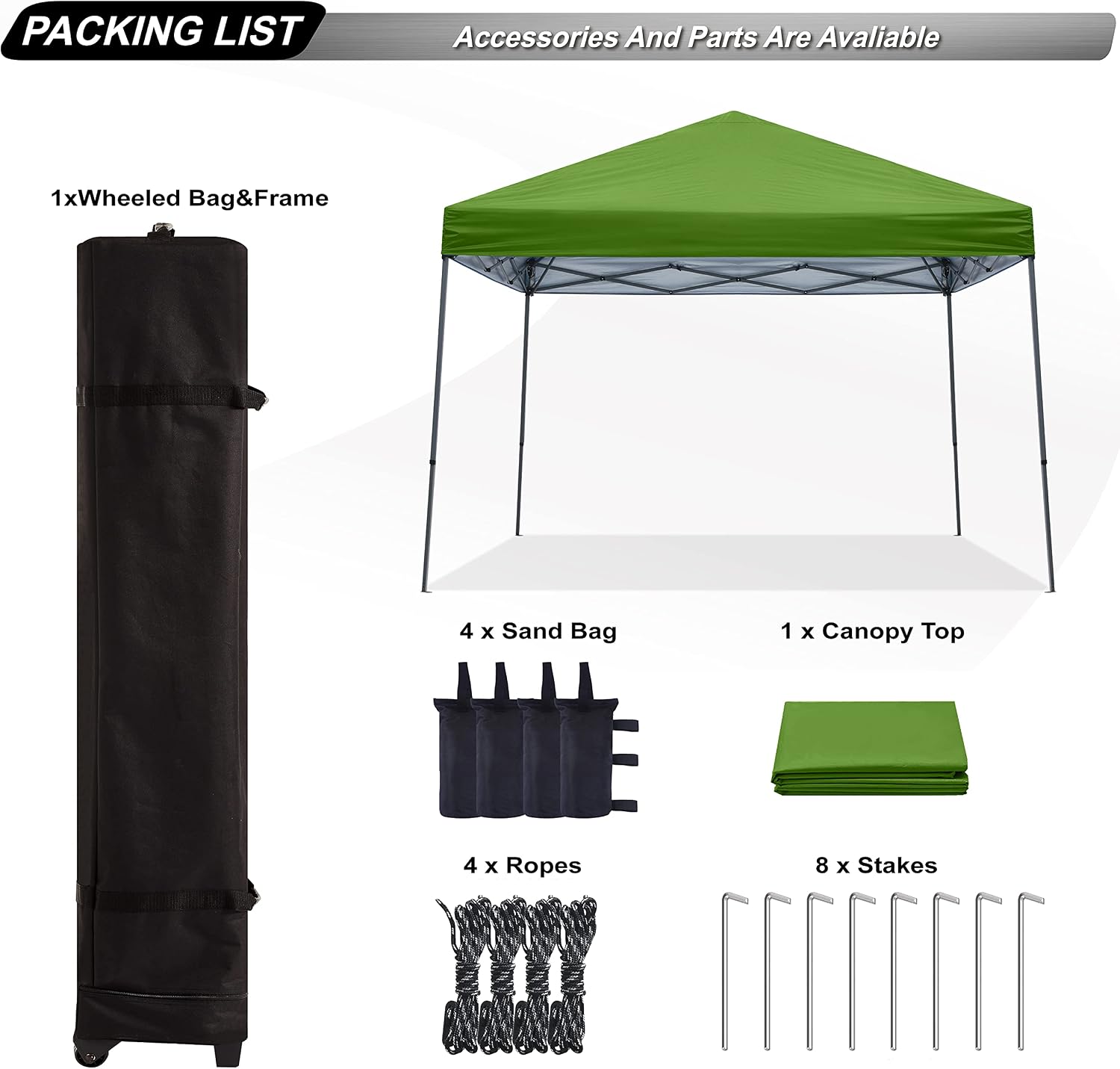 ABCCANOPY 11x11 Pop Up Canopy Tent, Stable Slant Leg Outdoor Shade, Black