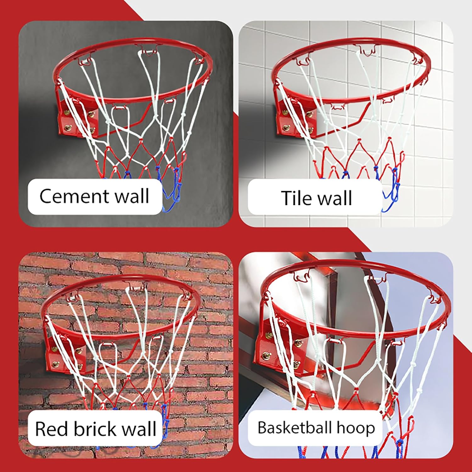 Basketball Rim Goal Wall Mounted Hoop Indoor Outdoor Hanging Basketball Hoop, 32centimeter/12.6inch