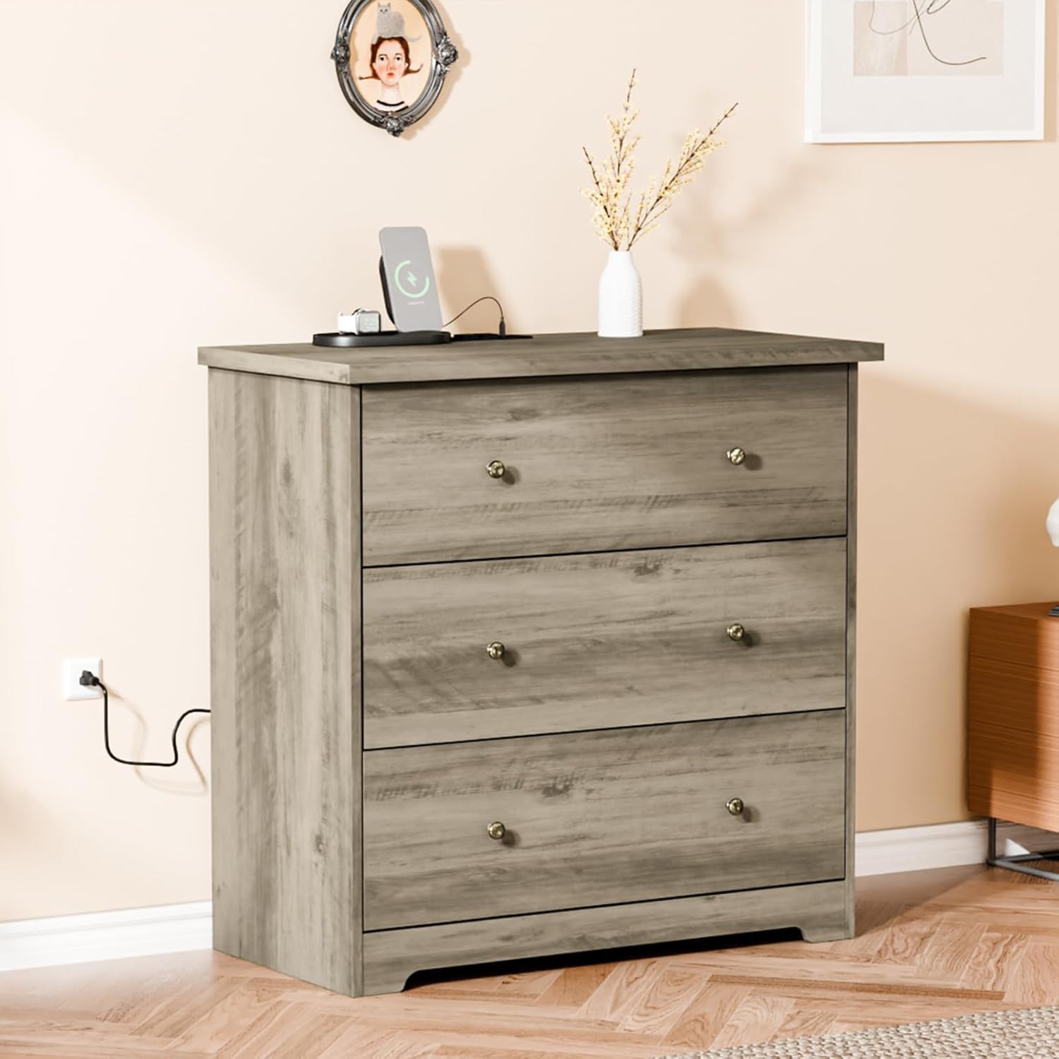 VINGLI Mirrored Dresser 5 Drawers Modern Chest, Mirrored Chest of Drawers, Glass Dresser for Living Room, Silver