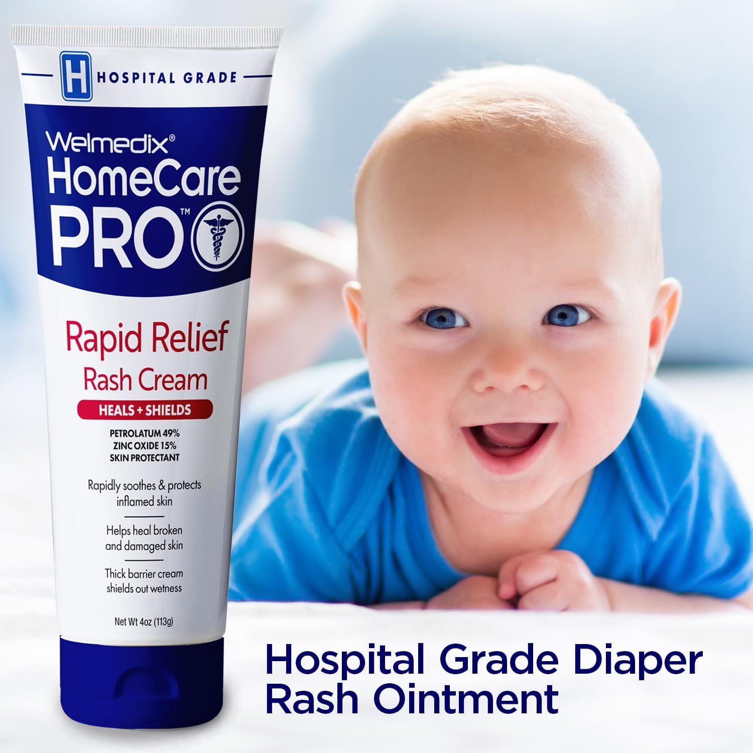 Welmedix Adult Diaper Rash Cream - Maximum Strength Zinc Oxide Cream | Moisturizing Skin Barrier - Fragile Skin Protection Ointment - Diaper Rash Cream for Adults - 4oz Tube