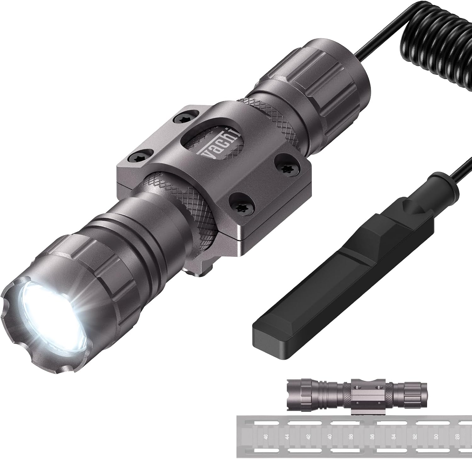 Feyachi FL22 Tactical Flashlight 1200 Lumens LED Light M Lock Rail Mount Ar Flashlight with Pressure Switch