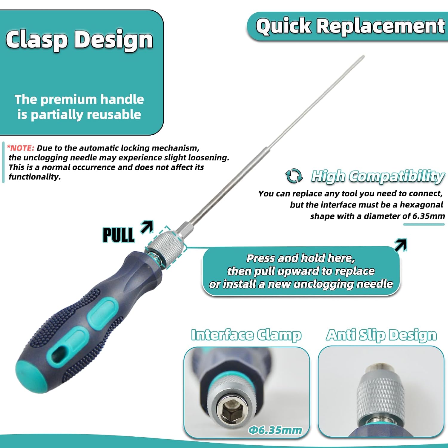 Clog Poke 3D Printer Accessories, Φ1.7mm L200mm Cleaning Needle Tool | S2 Alloy Steel, for Any 1.75mm Nozzles, 3D Printer Nozzle Cleaning Kit