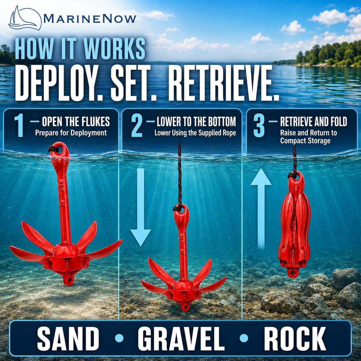 3.5 lb Grapnel Anchor Kit – Folding Anchor with 25 ft Marine-Grade Rope, Buoy, Snap Hook & Storage Bag – Ideal for Kayaks, Jet Skis, SUP, Canoes