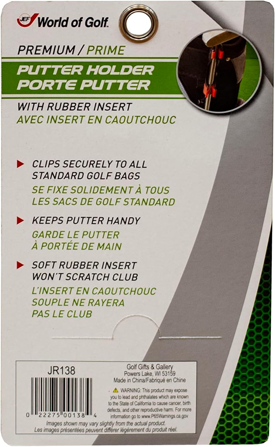 JEF World of Golf JR138 Premium Golf Putter Holder, Black