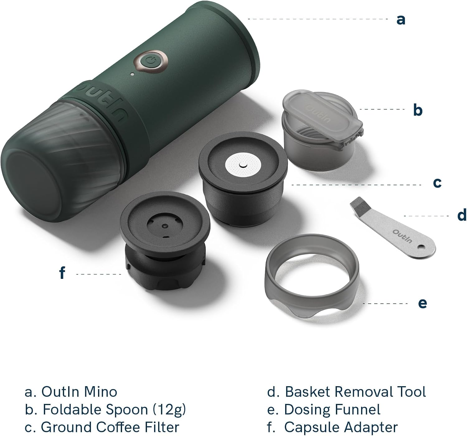 OutIn Mino Portable Electric Espresso Machine for Travel with Self-Heating | Mini Camping Coffee Maker, Pocket-Sized Coffee Machine