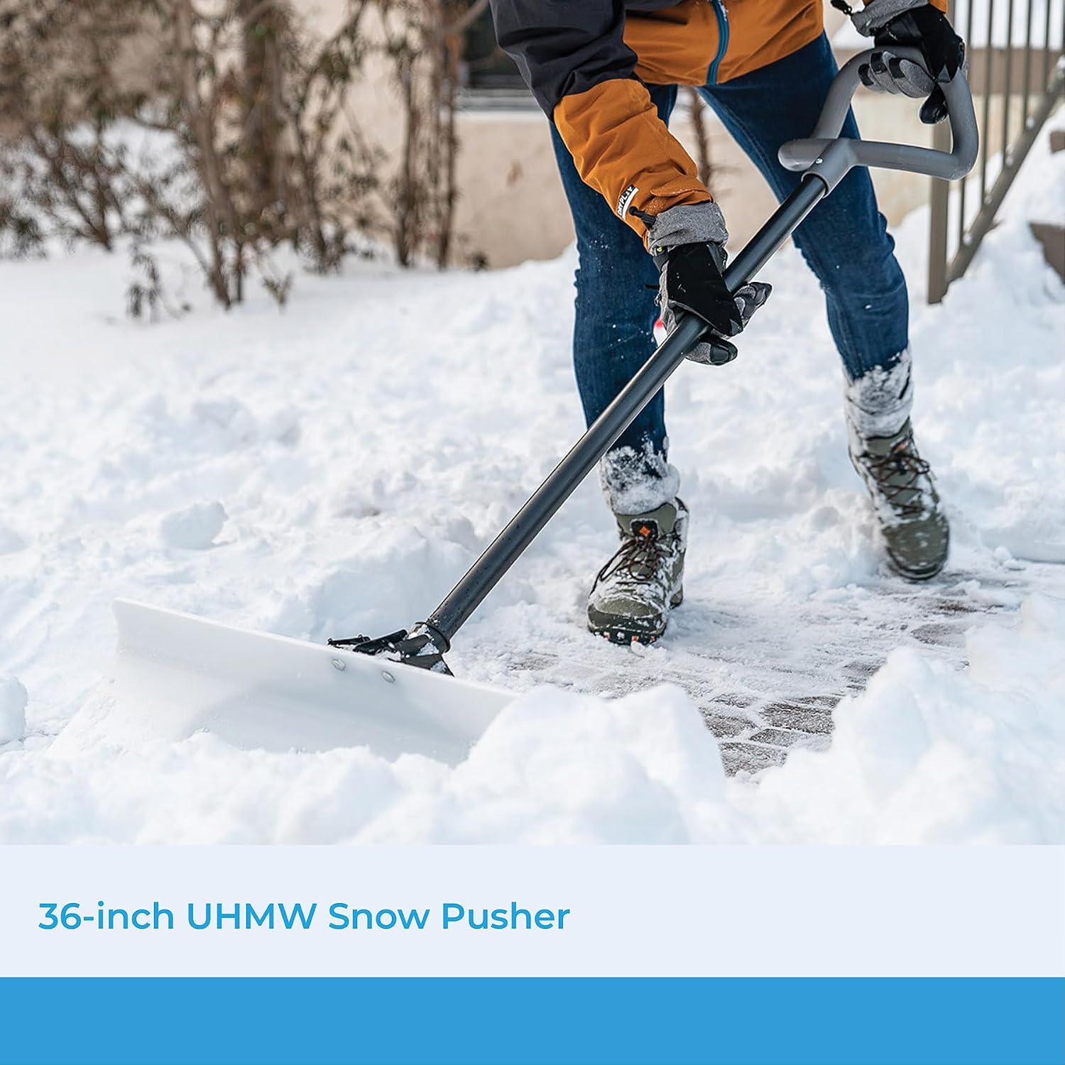 Suncast 36" Snow Pusher with Steel Core Shade and Non-Stick Blade Surface