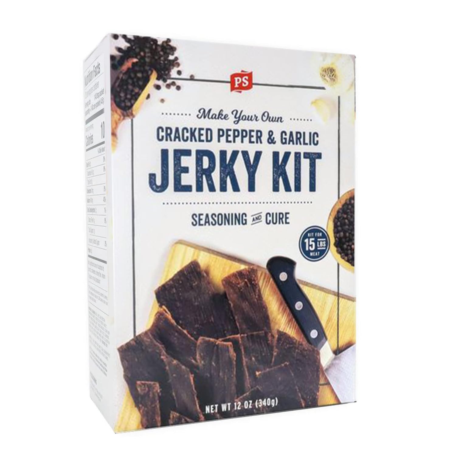 PS Seasoning Jerky Seasoning and Cure Kit (Cracked Pepper & Garlic)- Award-Winning DIY Beef Jerky Making Kit with Seasoning Mix & Cure- Oven, Smoker, Dehydrator- Great for Beef, Turkey, Venison