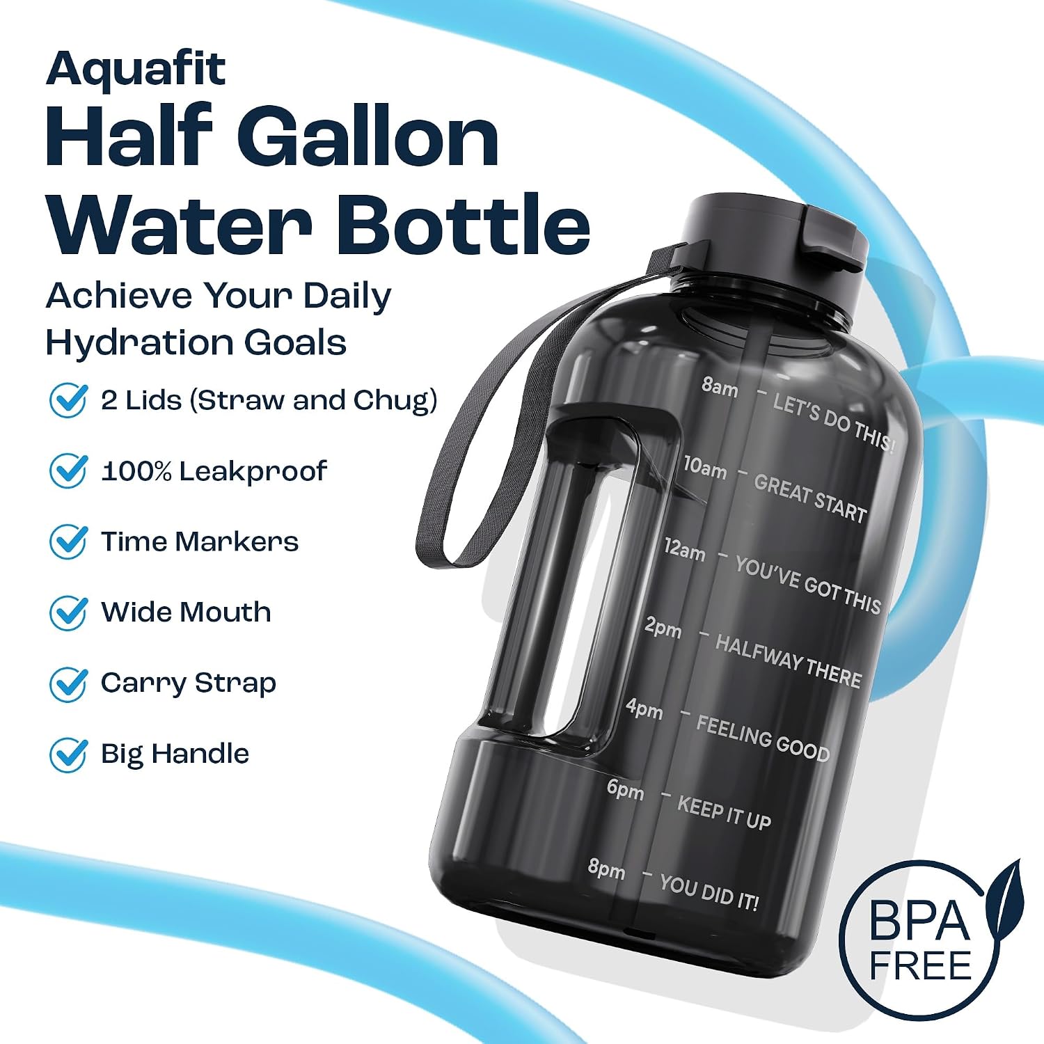 AQUAFIT 1 Gallon Water Bottle with Time Marker
