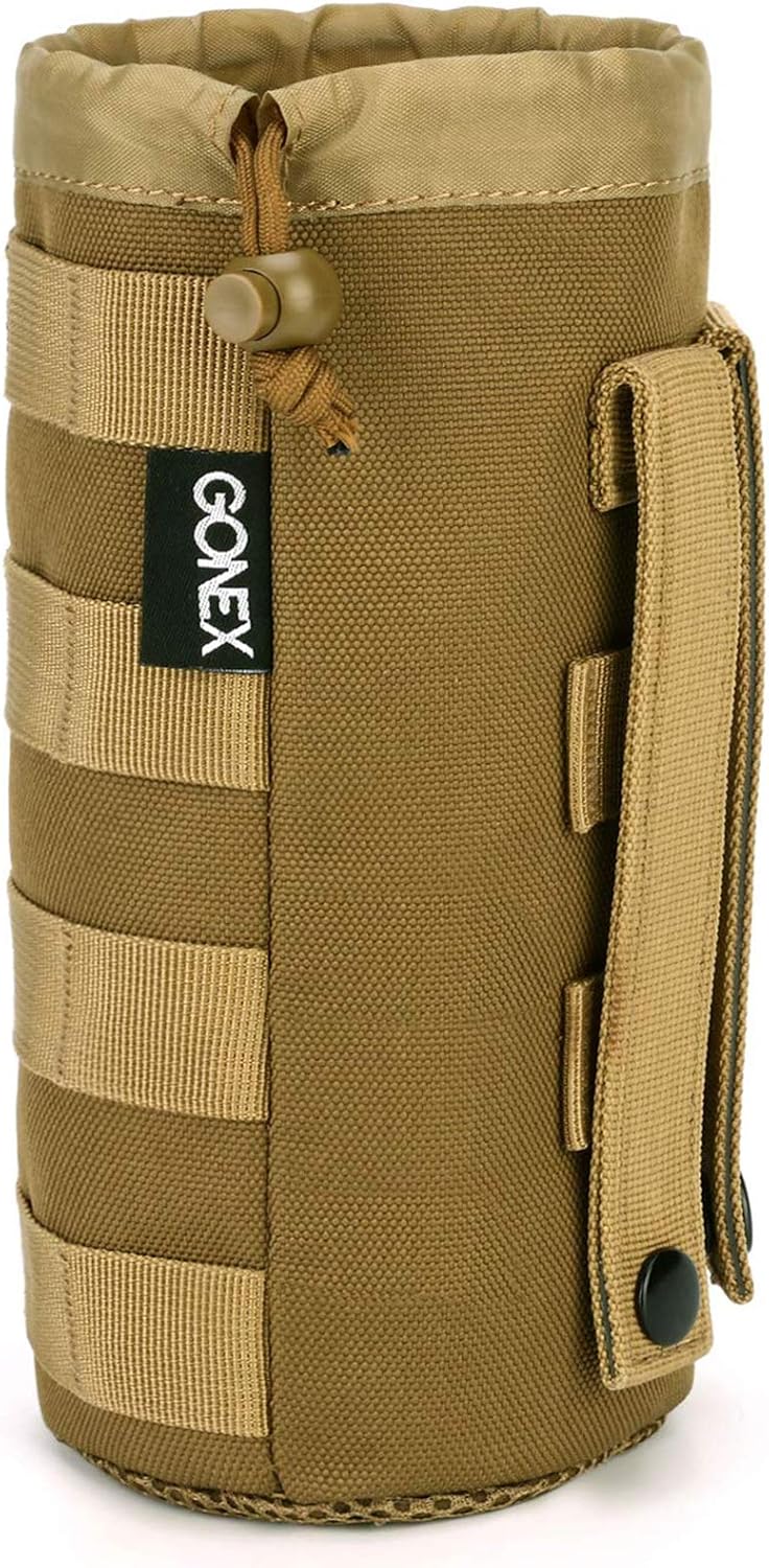 Gonex MOLLE Bottle Pouch, Drawstring Water Bottle Holder | 900D Oxford, Mesh Bottom, Fits MOLLE Packs & Vests, Flexible Height, Holds Bottles or Umbrellas