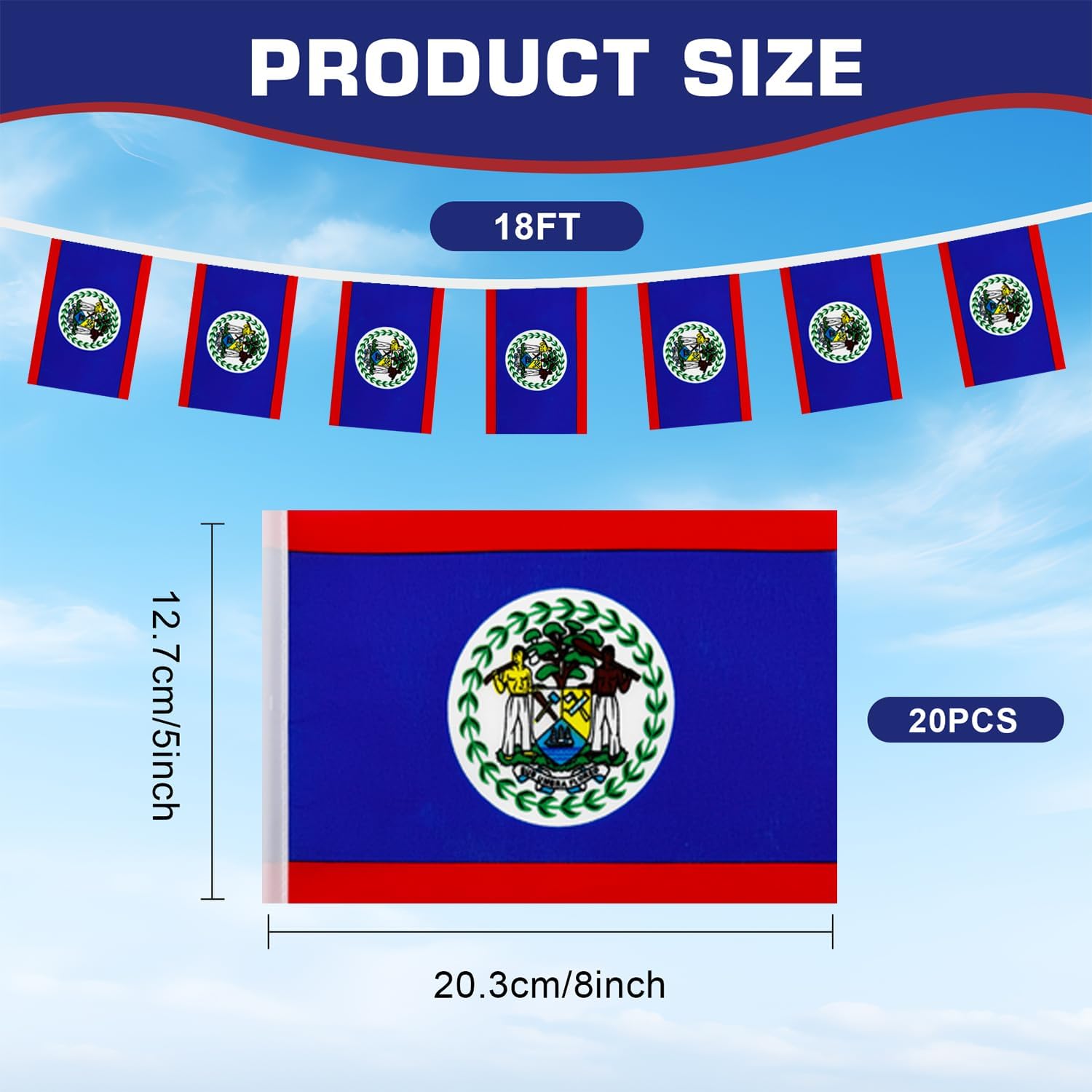 Nicaragua String Flags Banner Mini Small Nicaraguans Flag Bunting Patriotic Hanging Decor,National Holiday, Sports Game, Fiesta & Themed Party,18 Feet 20 Flags