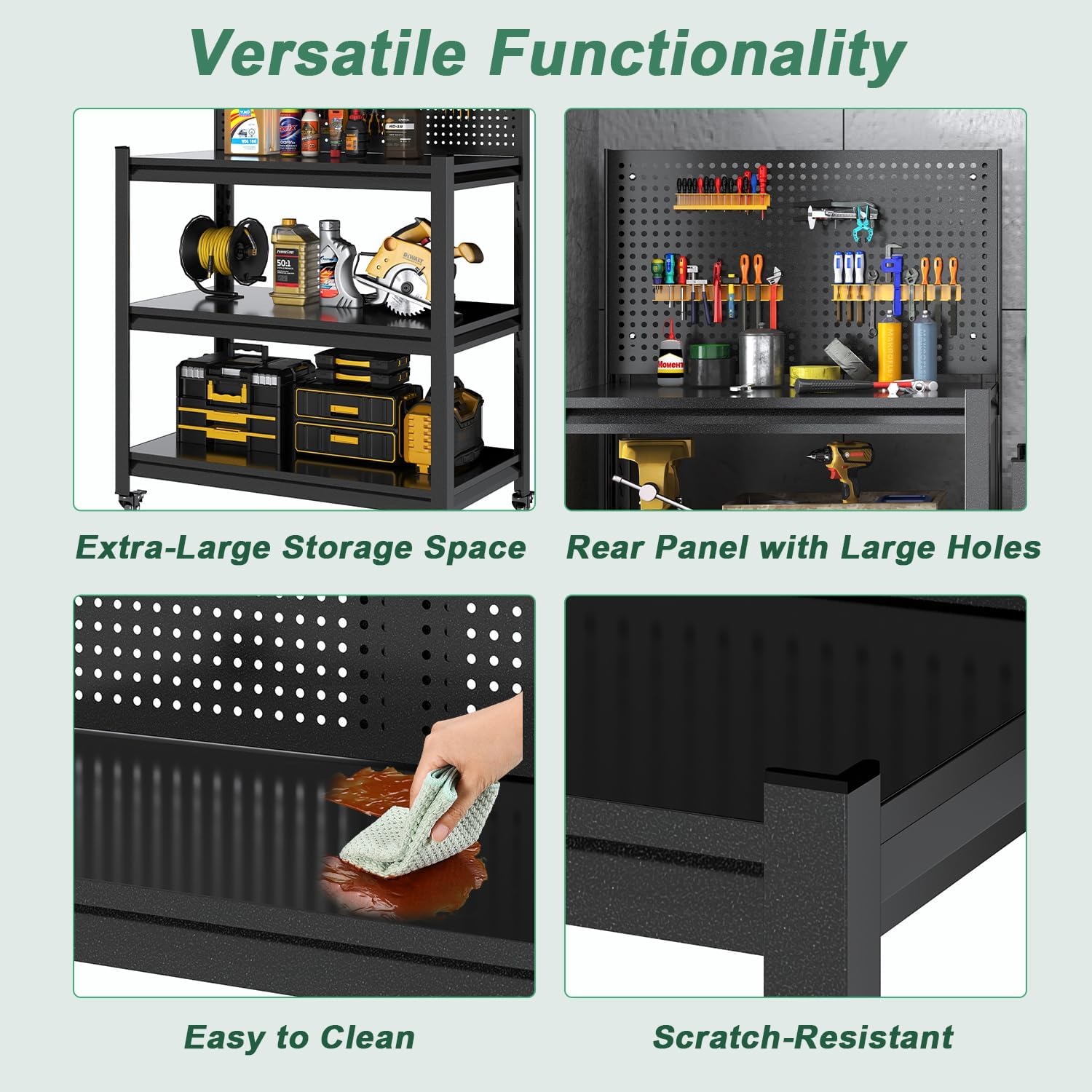 Work Bench with Pegboard,Heavy Duty 3000lbs Capacity Workbench Adjustable Shelves,Work Table for Garage Warehouse47.2 H*47.09" W*19" D