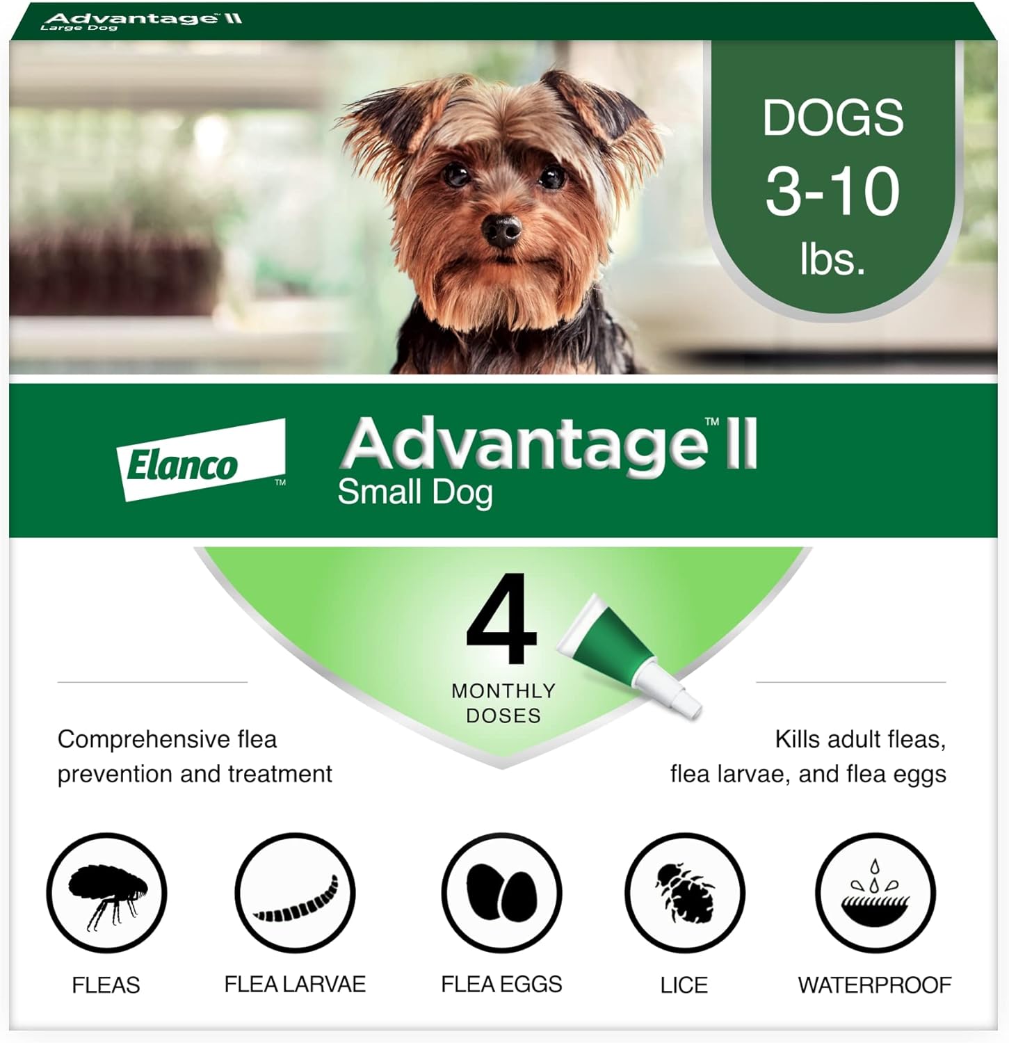 Advantage II Large Dog Vet-Recommended Flea Treatment & Prevention | Dogs 21-55 lbs. | 4-Month Supply